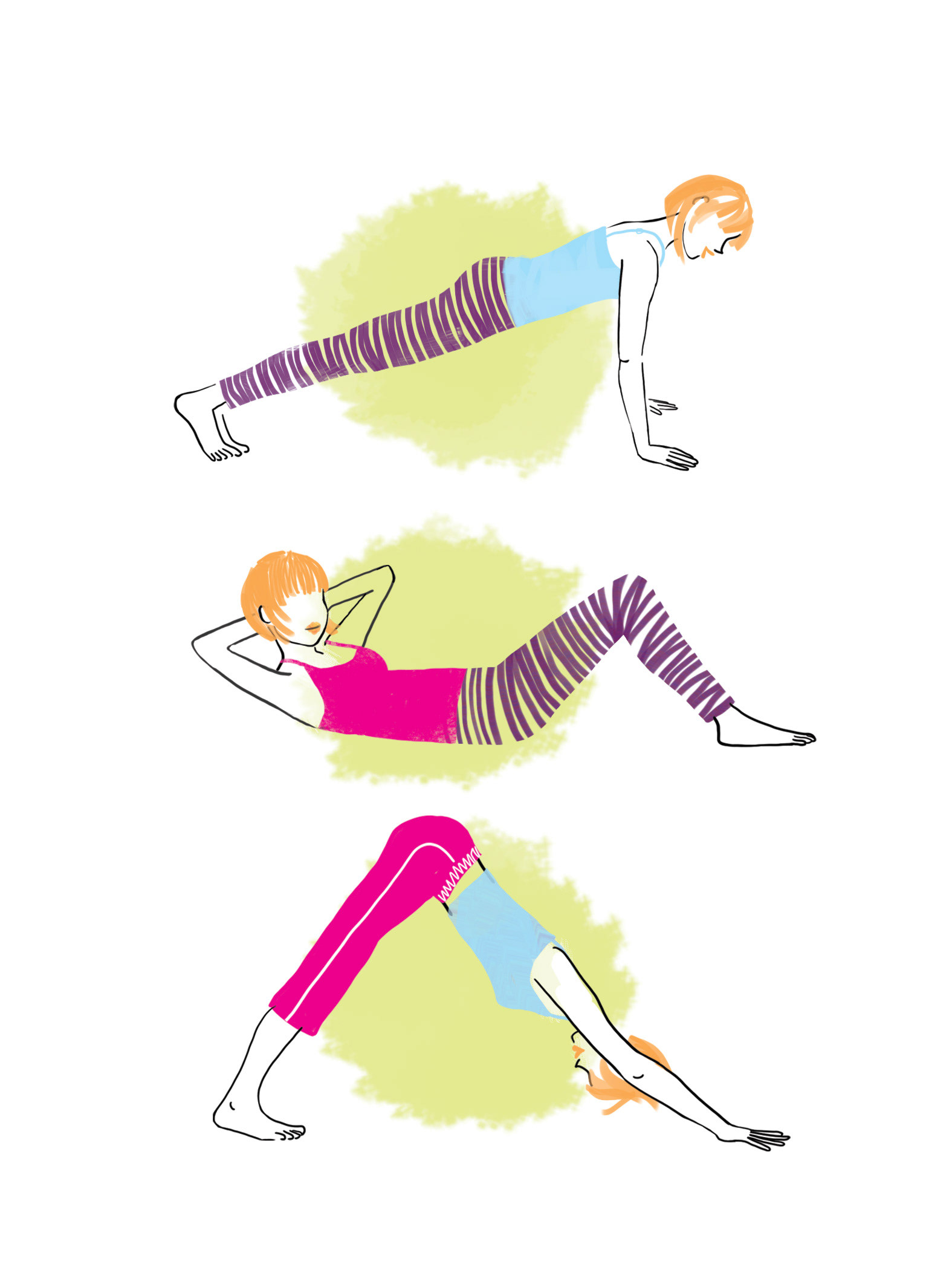 colorful digital illustration of a woman exercising