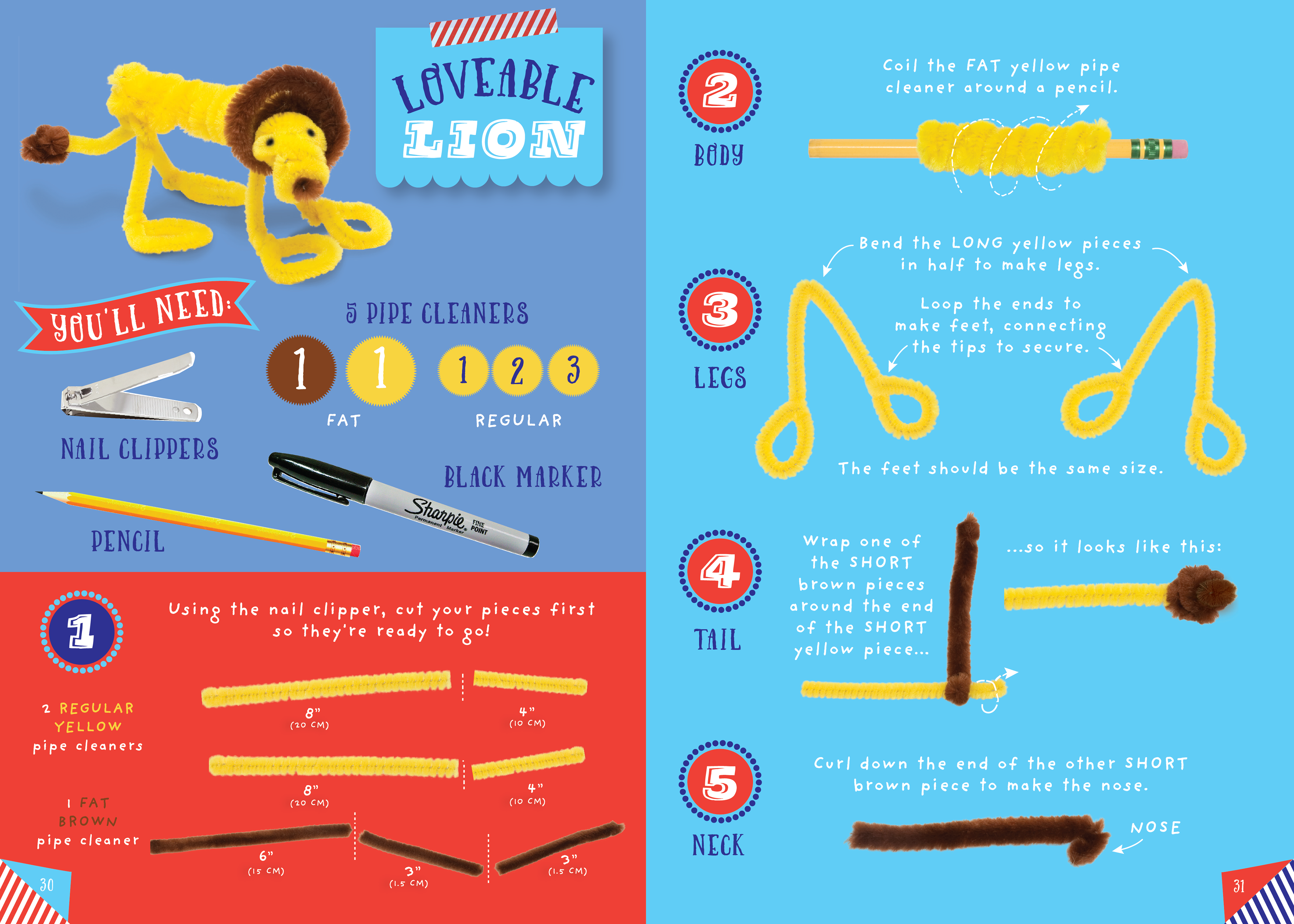 PIPE CLEANER ANIMALS by Klutz: pitch design spread A