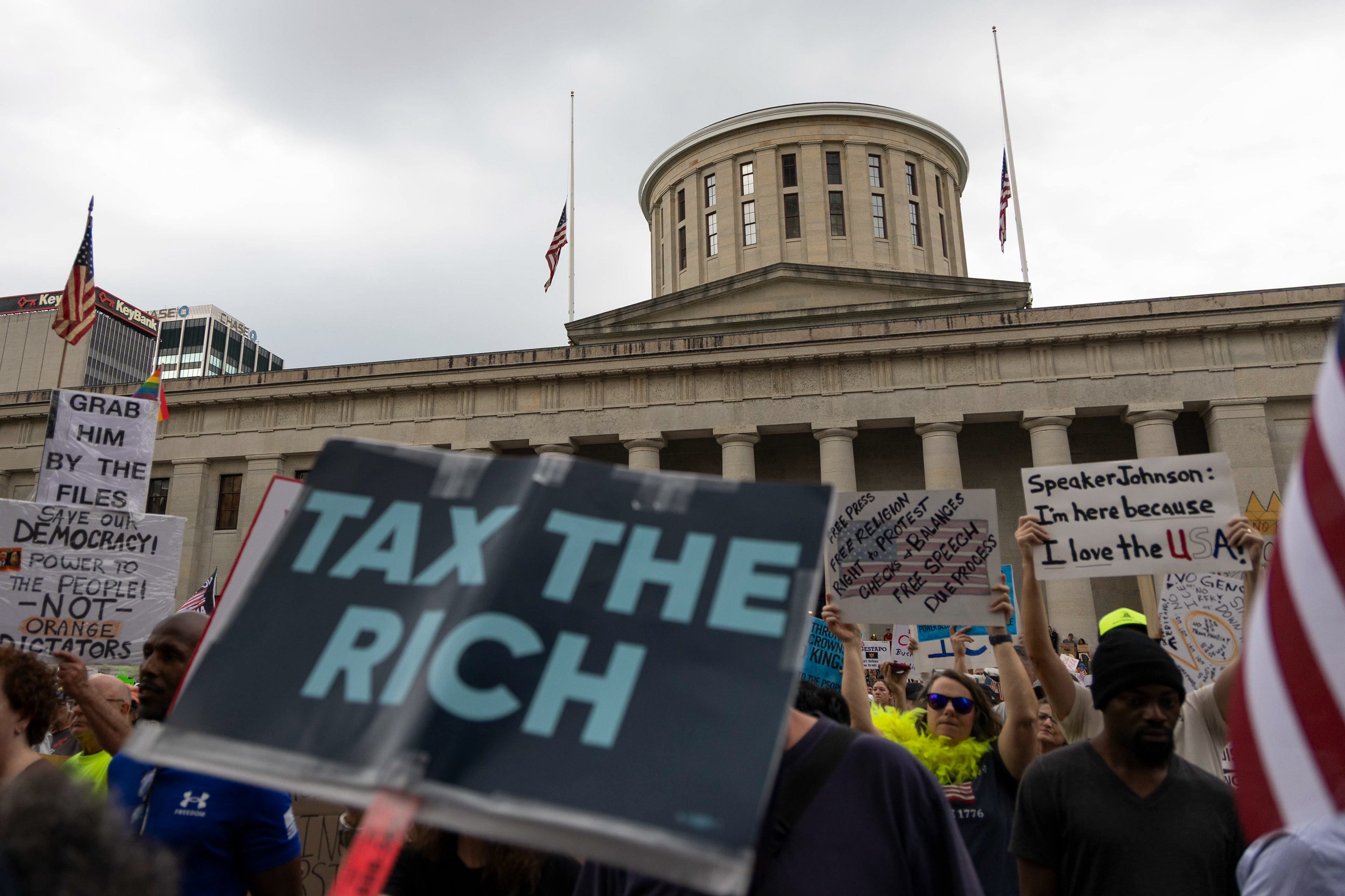 The Ohio Statehouse was the final gathering point for the demonstration