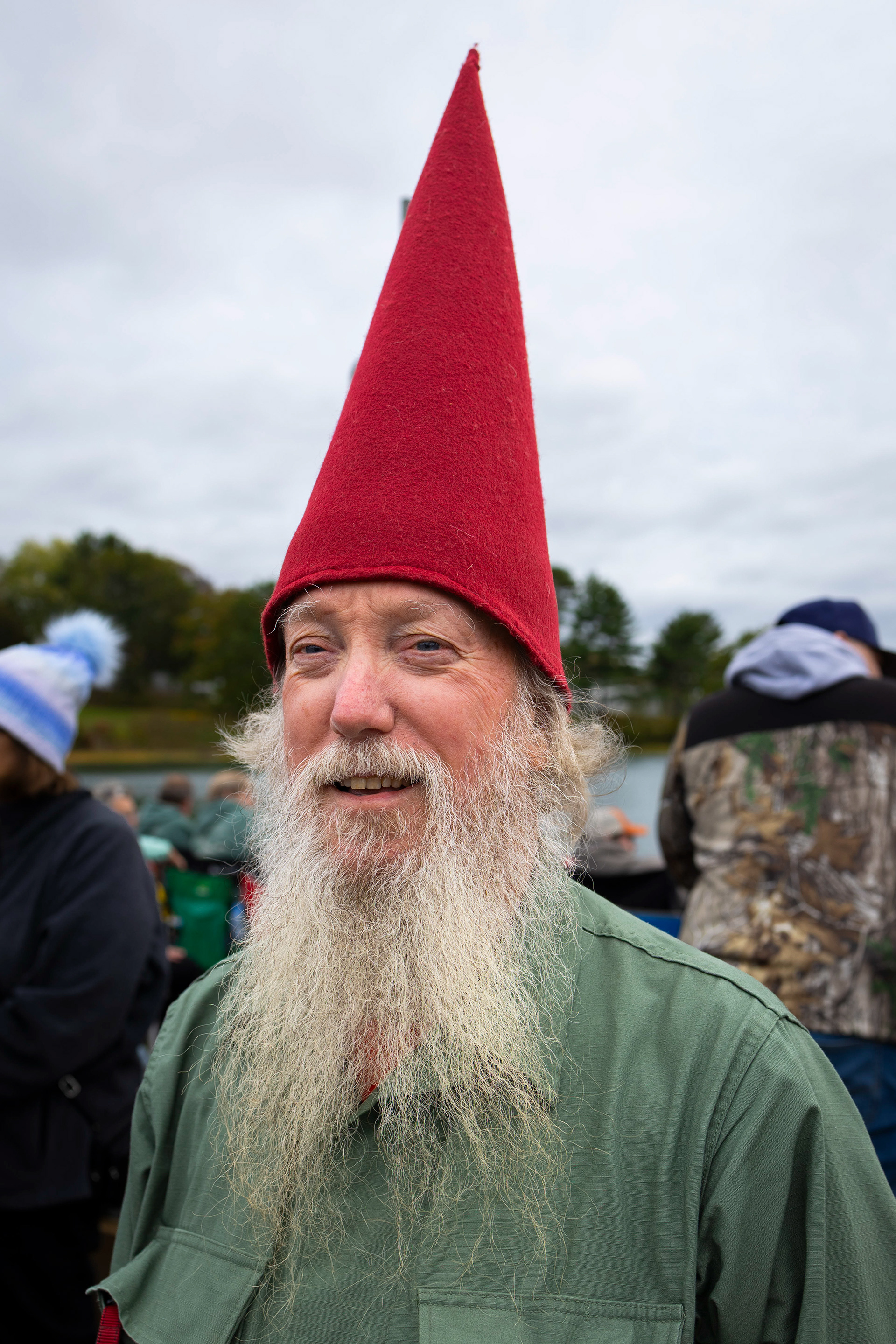 Tom Lishness has become synonymous with the event over the years wearing his trademark red gnome hat. Lishness has been painting pumpkin boats since 2005 and his costume was inspired by the garden gnomes he would use as a scale-reference in photos during the growing process.