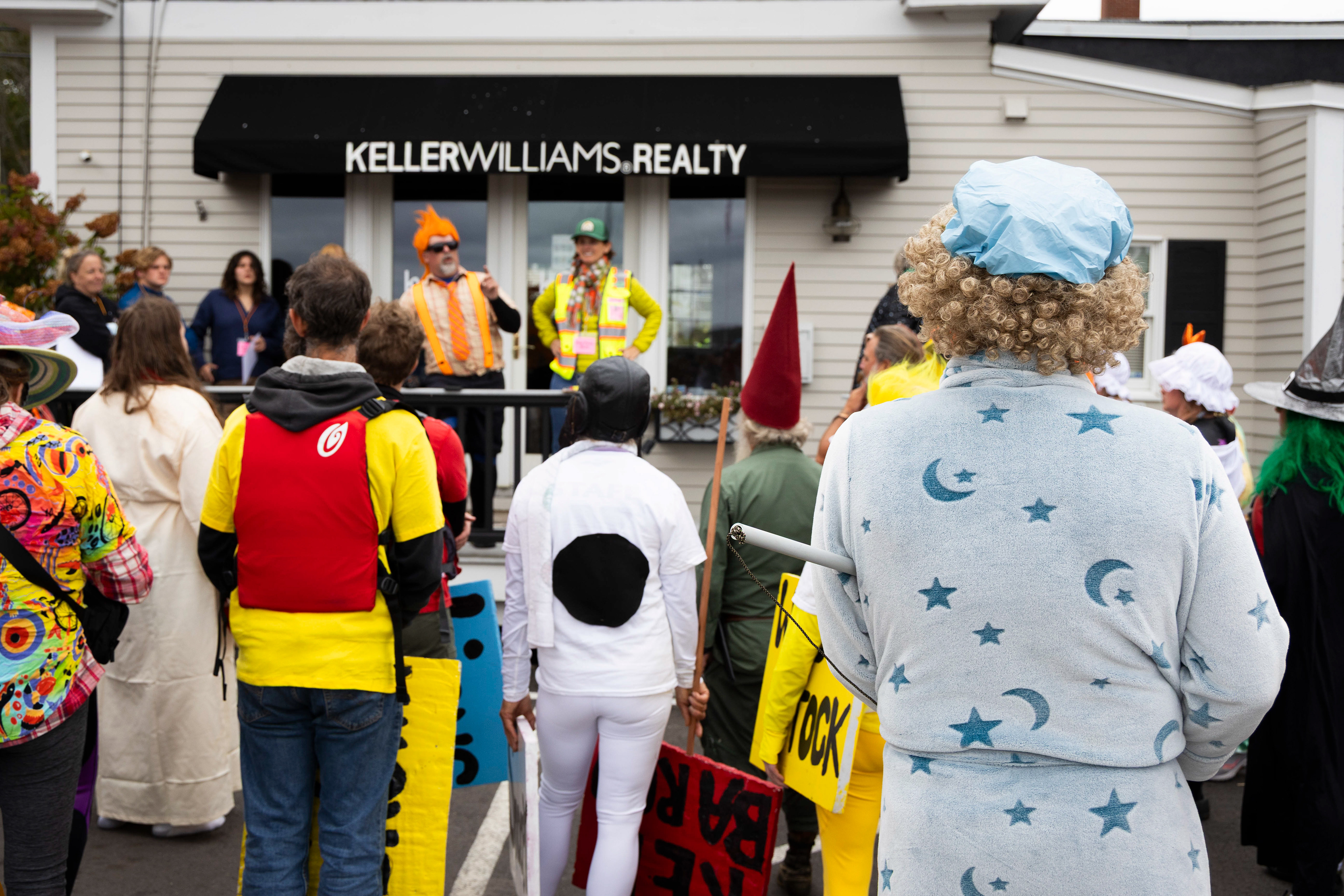 Racers gather for a safety briefing shortly before the first race begins.