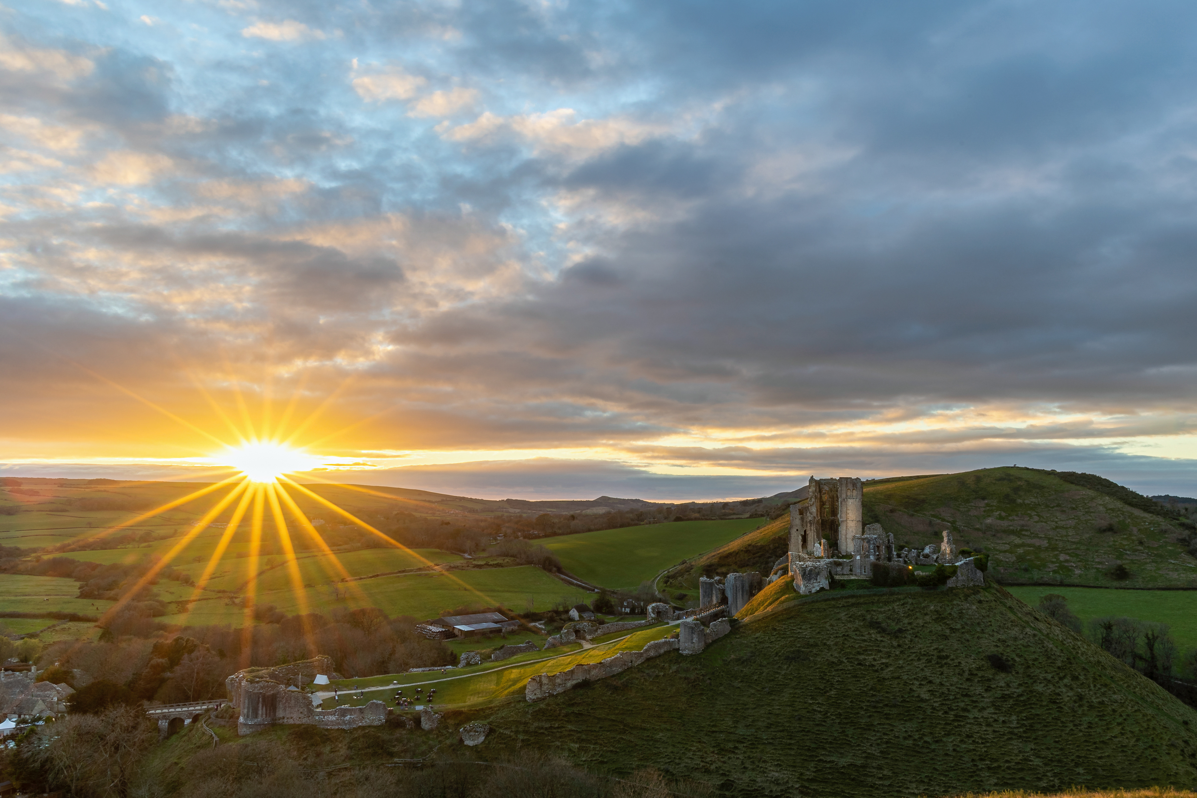 Corfe Castle at Sunset