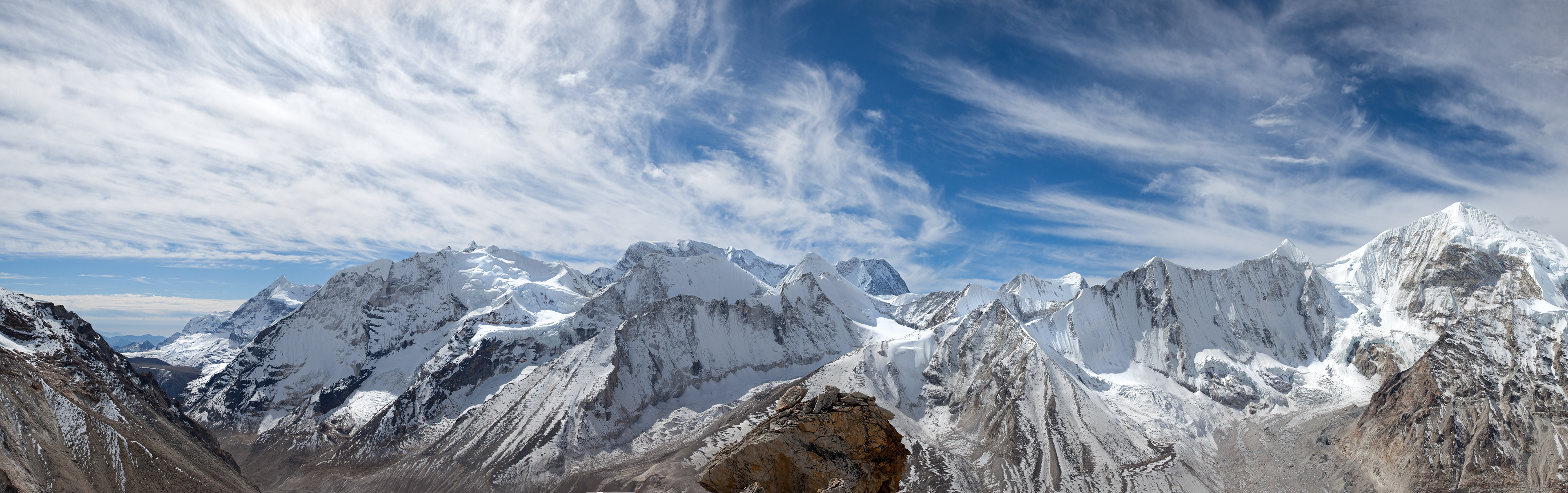 Barunste and Mera Peak from Above Makalu Advanced Base Camp