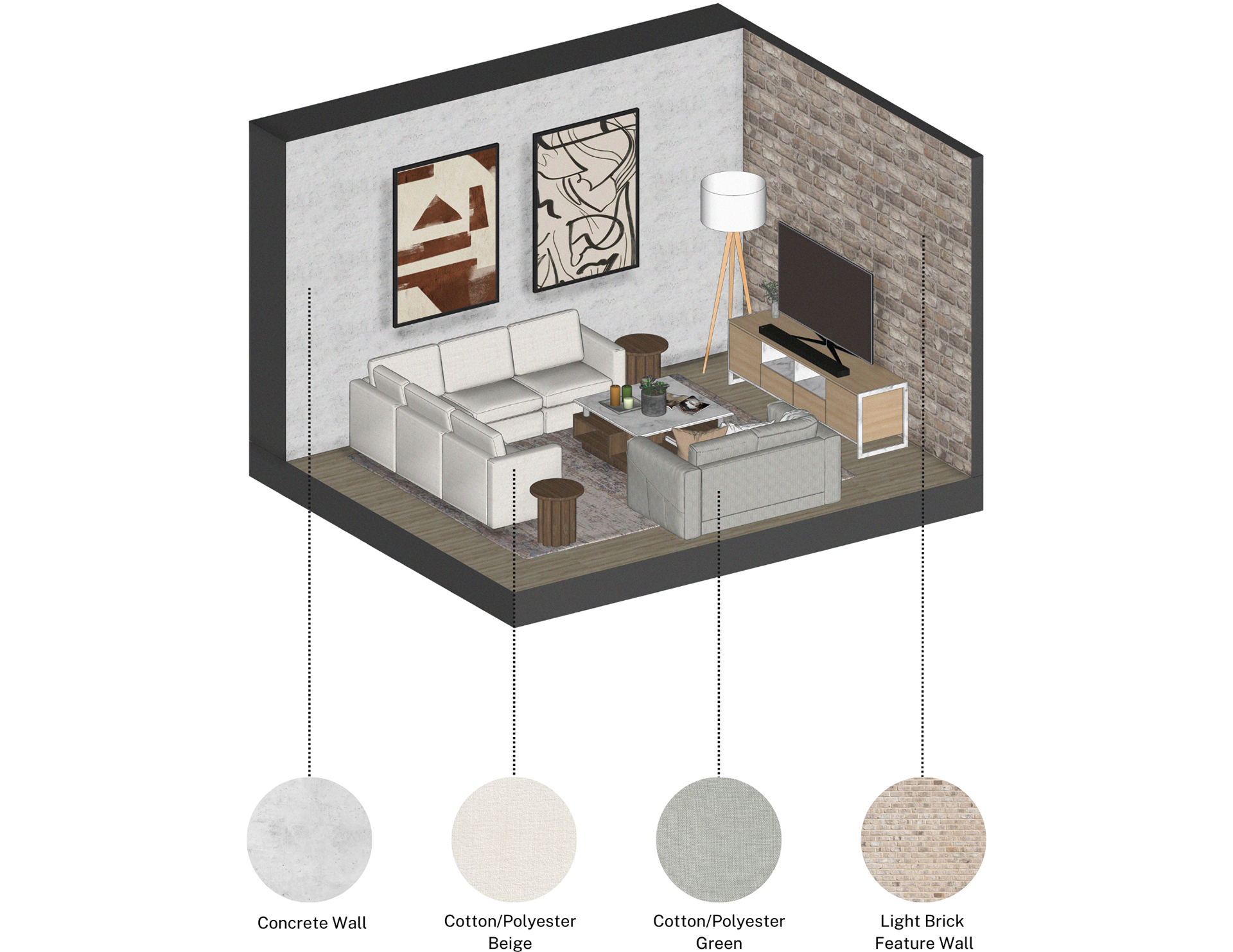 Isometric View Living Room