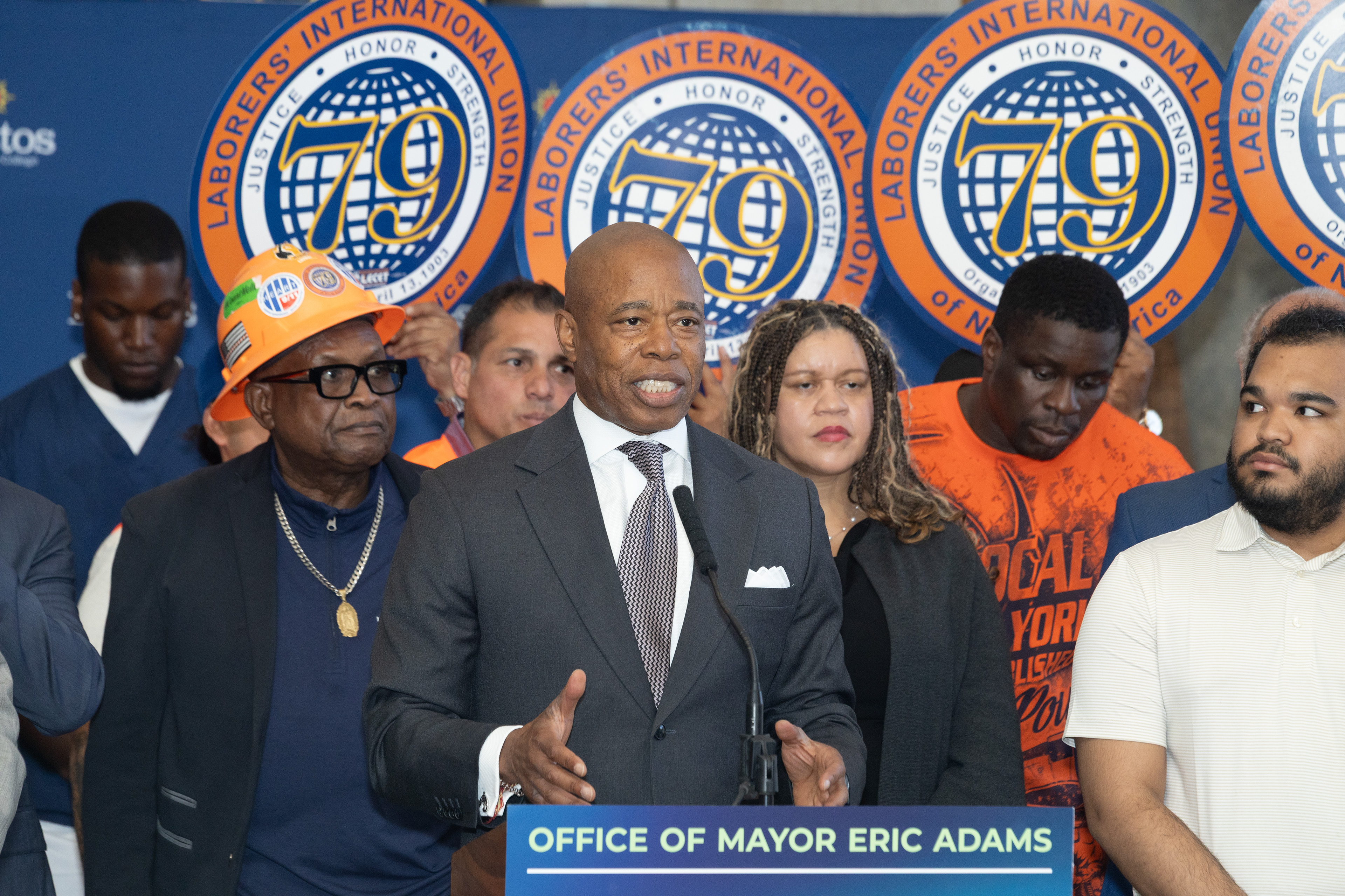 Eric Adams at a ribbon-cutting ceremony.