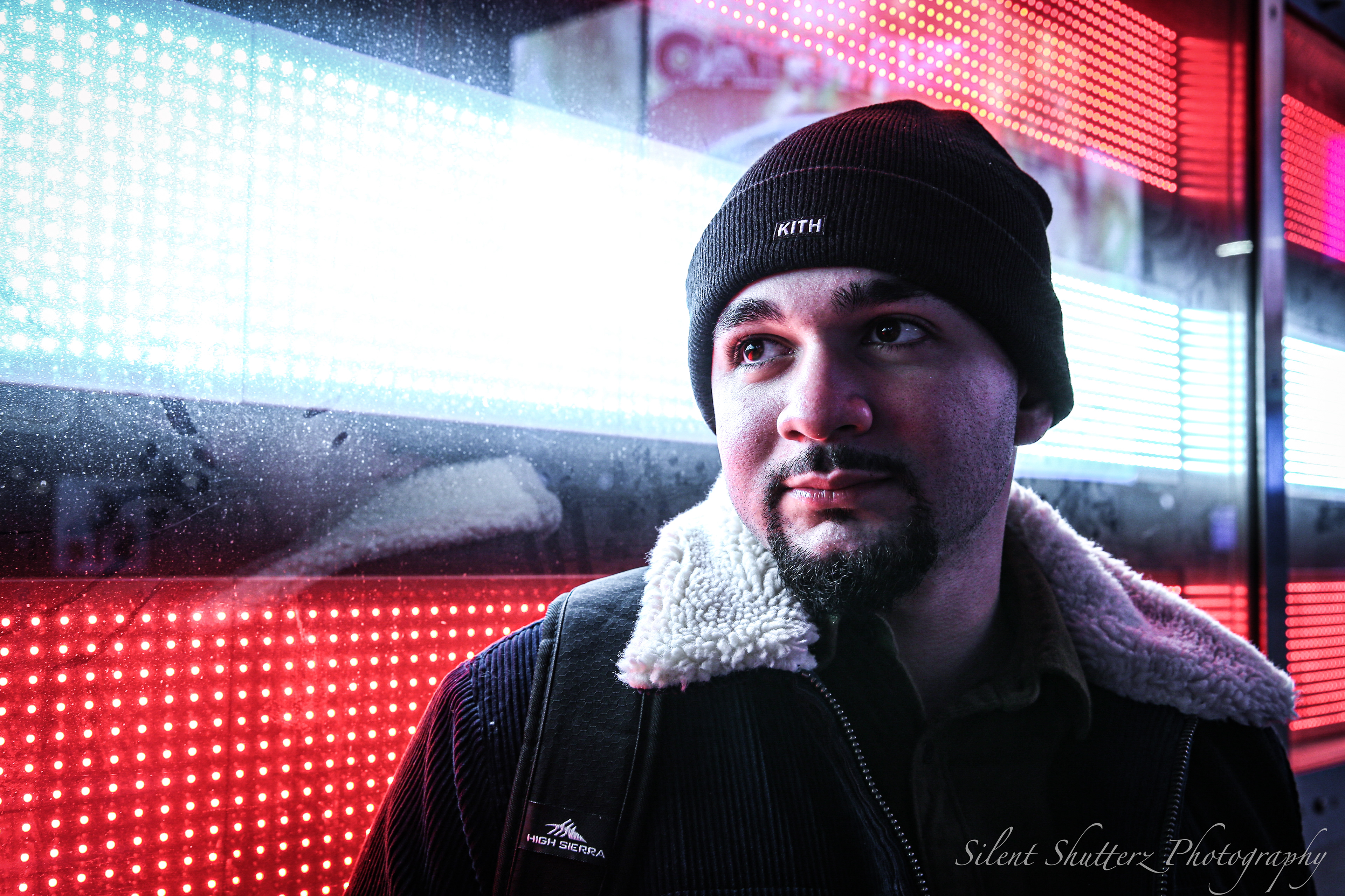 Jeremiah in front of the Armed Forces Recruiting Center in Times Square.