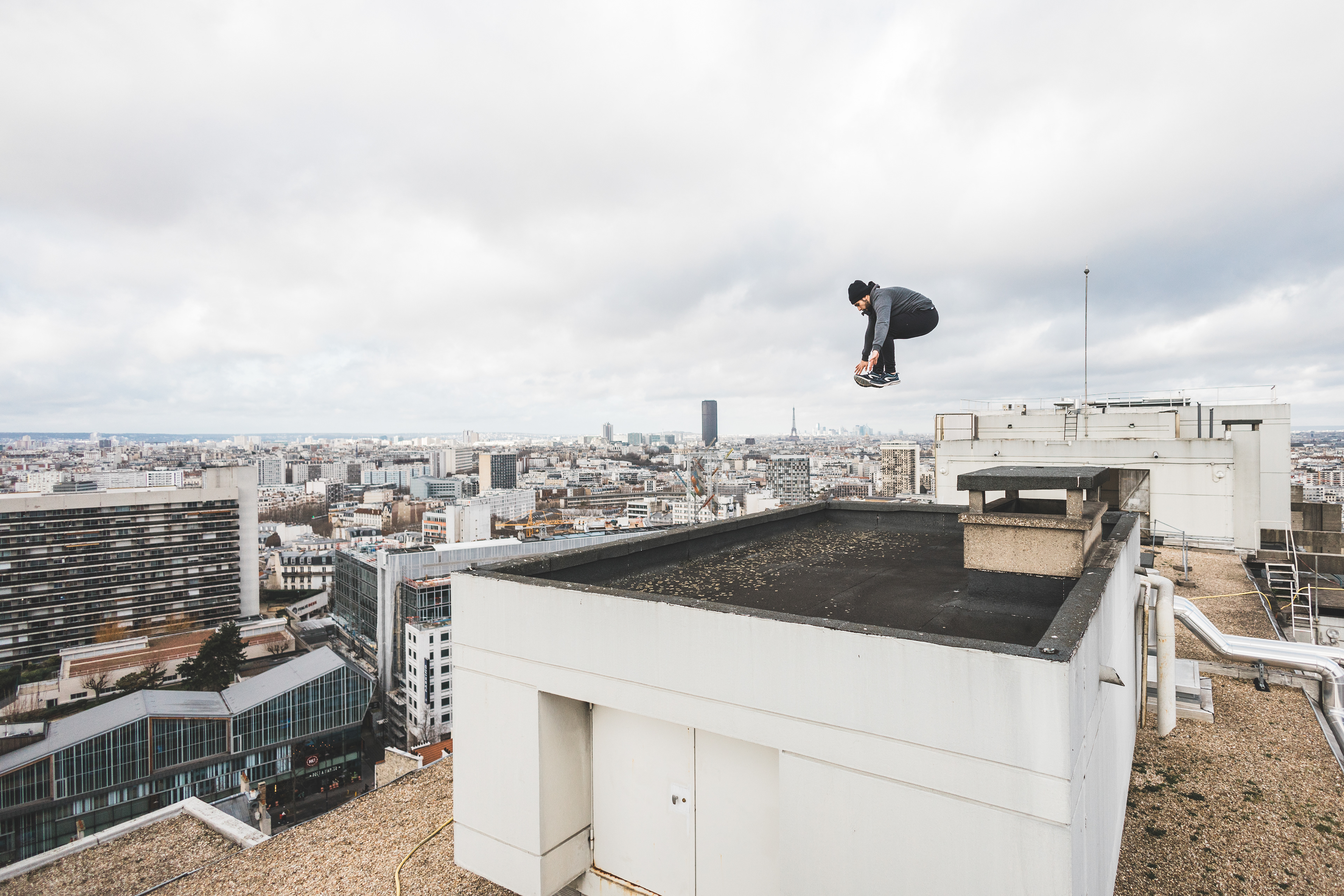 parkour on the roof.