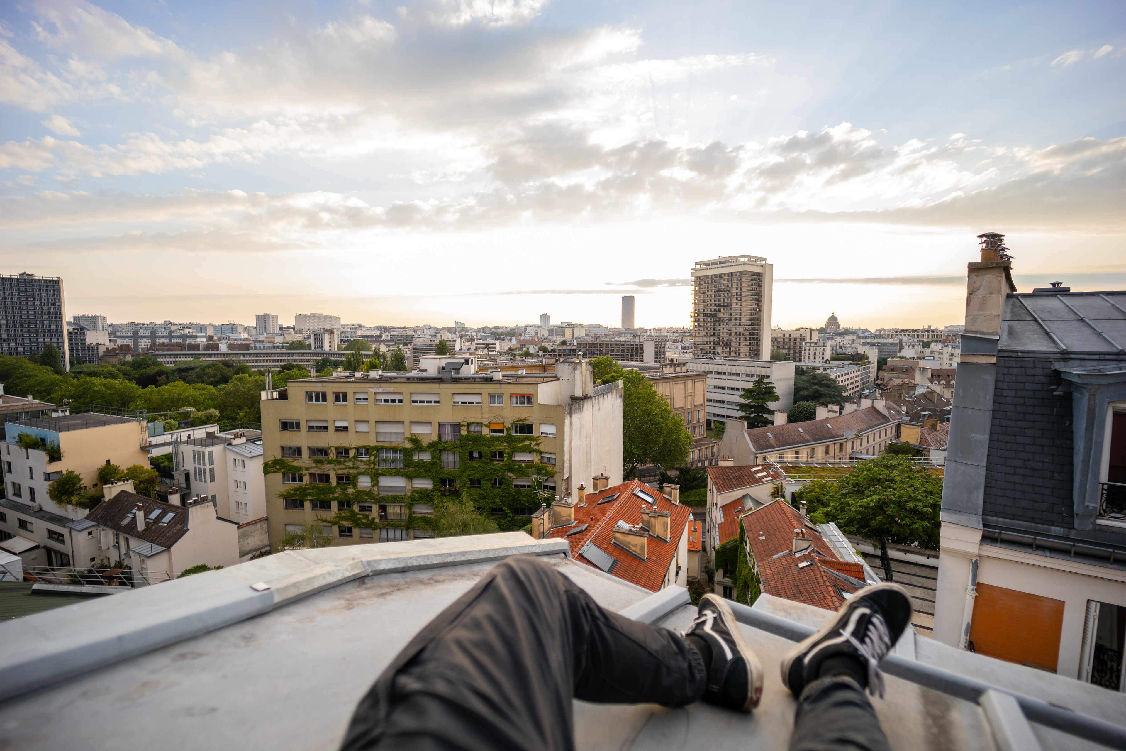 Chilling on a roof in the 13th Array for sunset