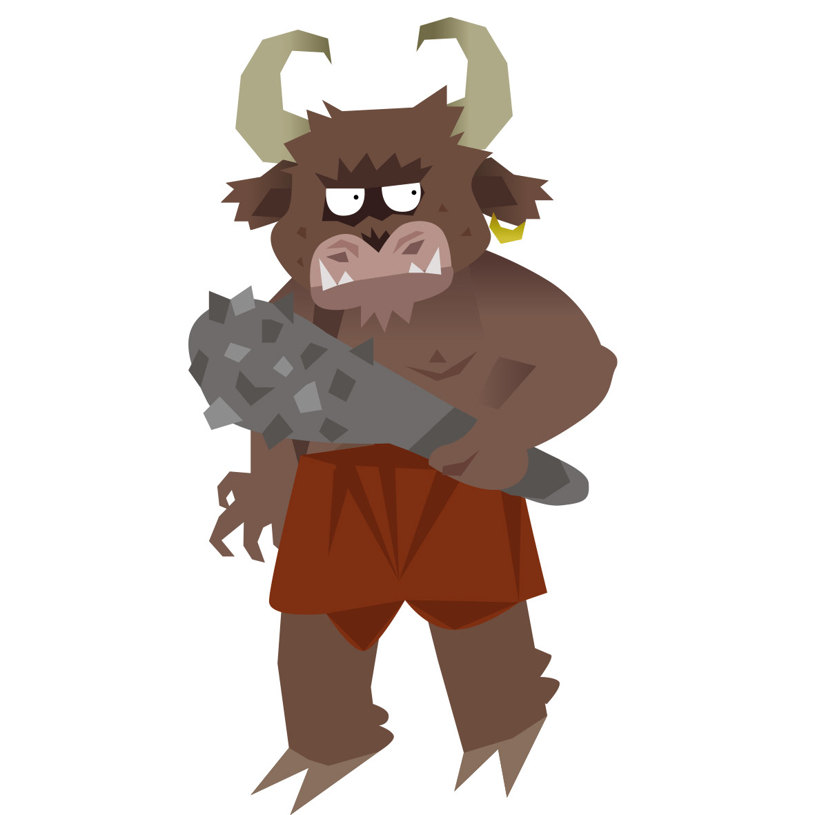 A cynical looking character design of the Greek myth monster the Minotaur