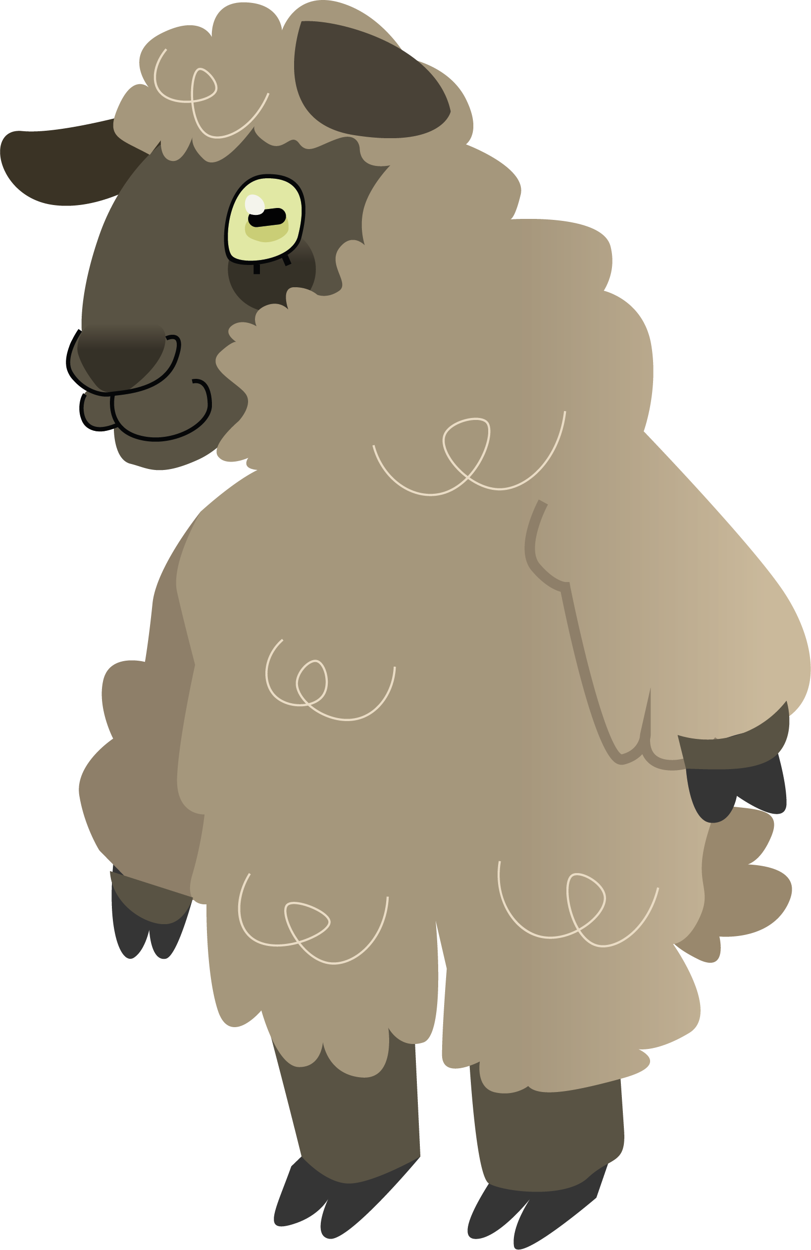 A character design illustration of an Oxford Down sheep, which is another rare breed kept at Doonies' farm in Aberdeen.