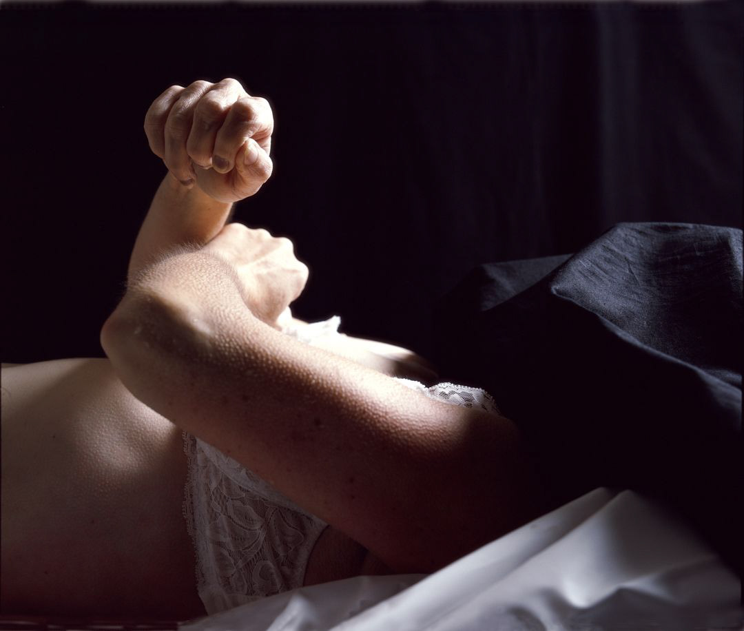 Figure 2 - Serrano, Andres. Rat Poison Suicide from The Morgue. 1992. Medium-format photograph. Image courtesy of the artist via andresserrano.org.