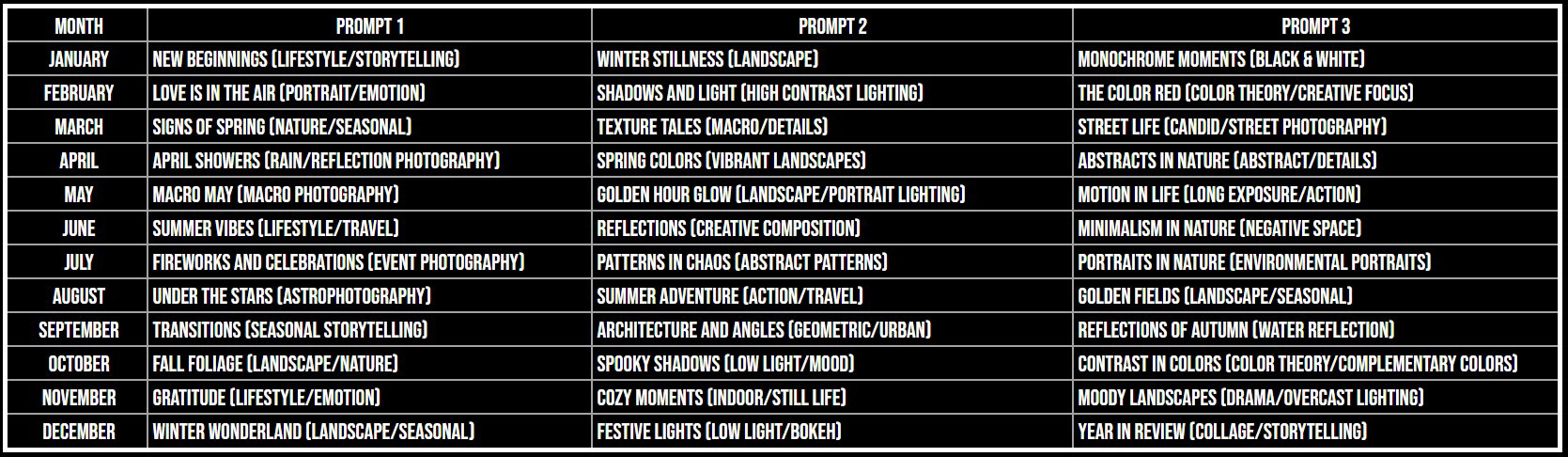 2025 Photography Challenge