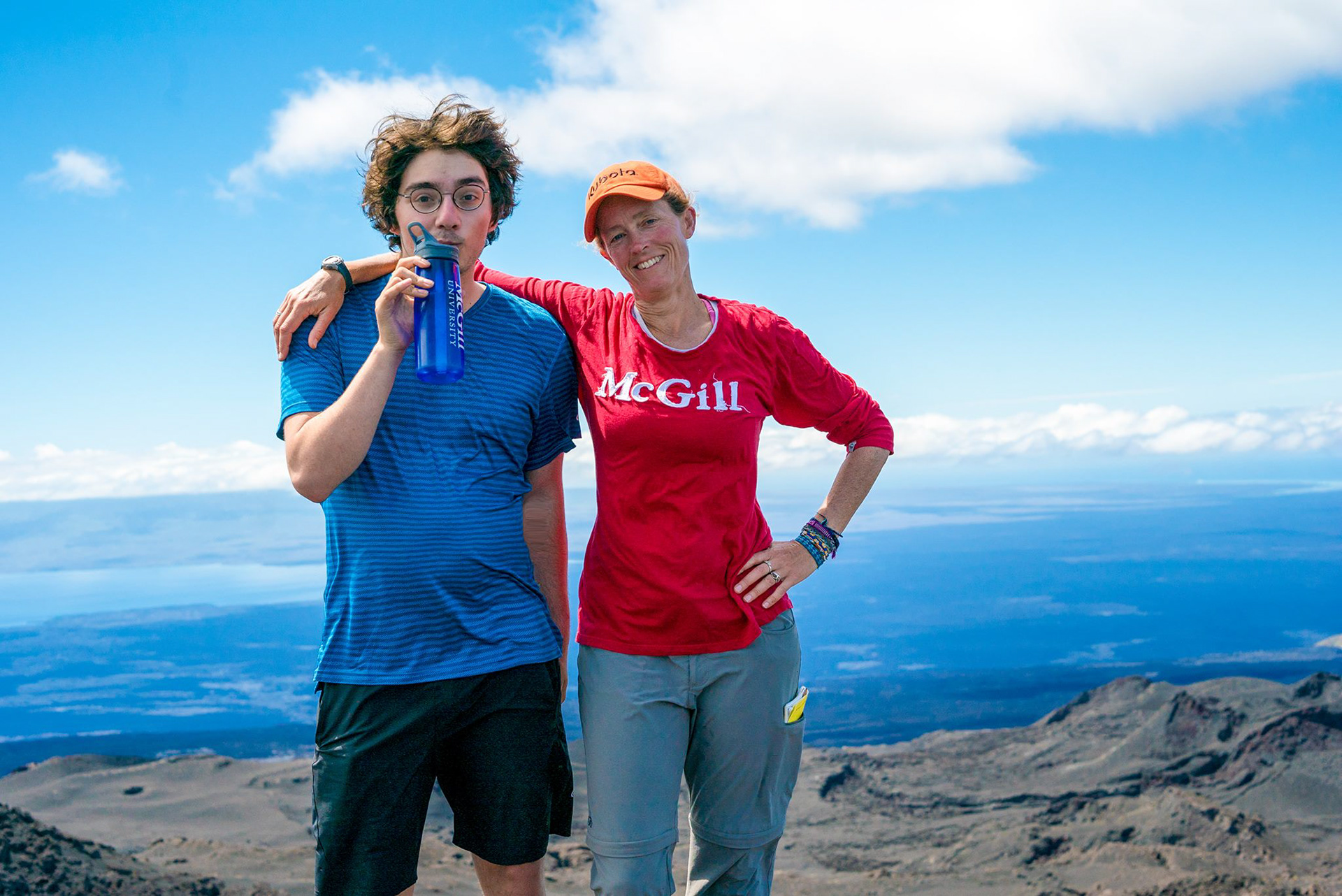 Brytan and Karen at the top of Sierra Negra repping our McGill gear.