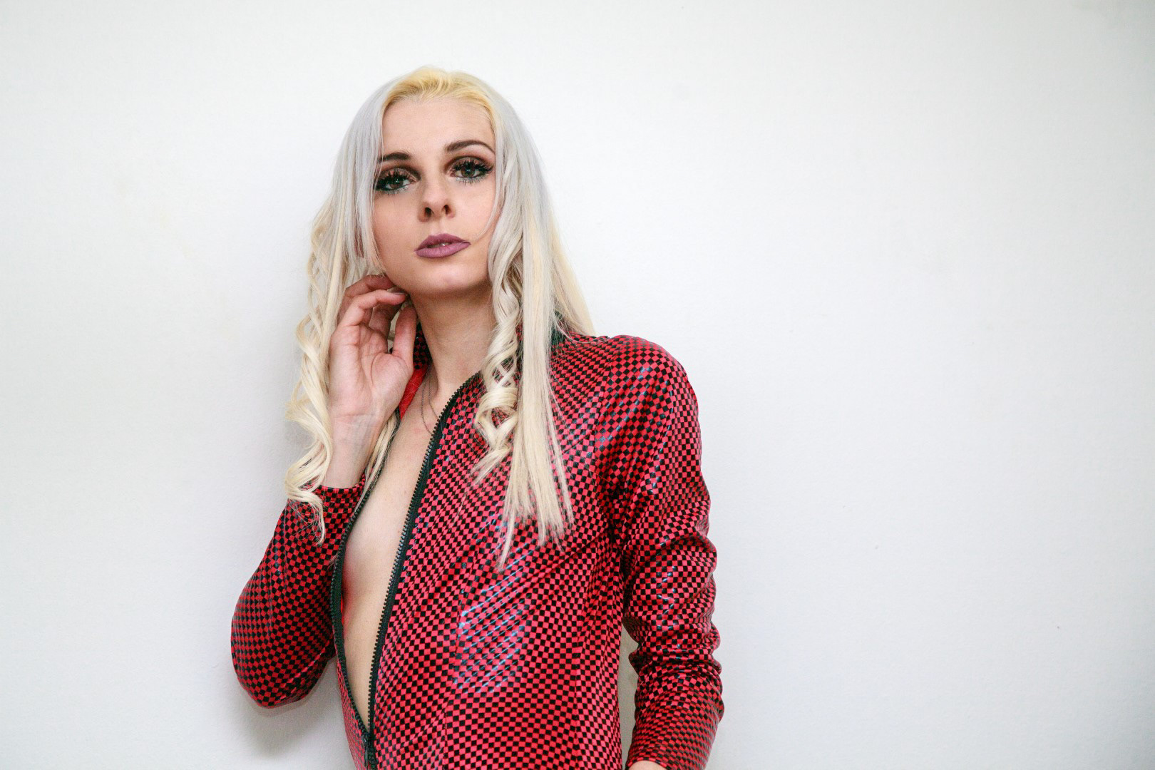 Sabrina in a red Catsuit