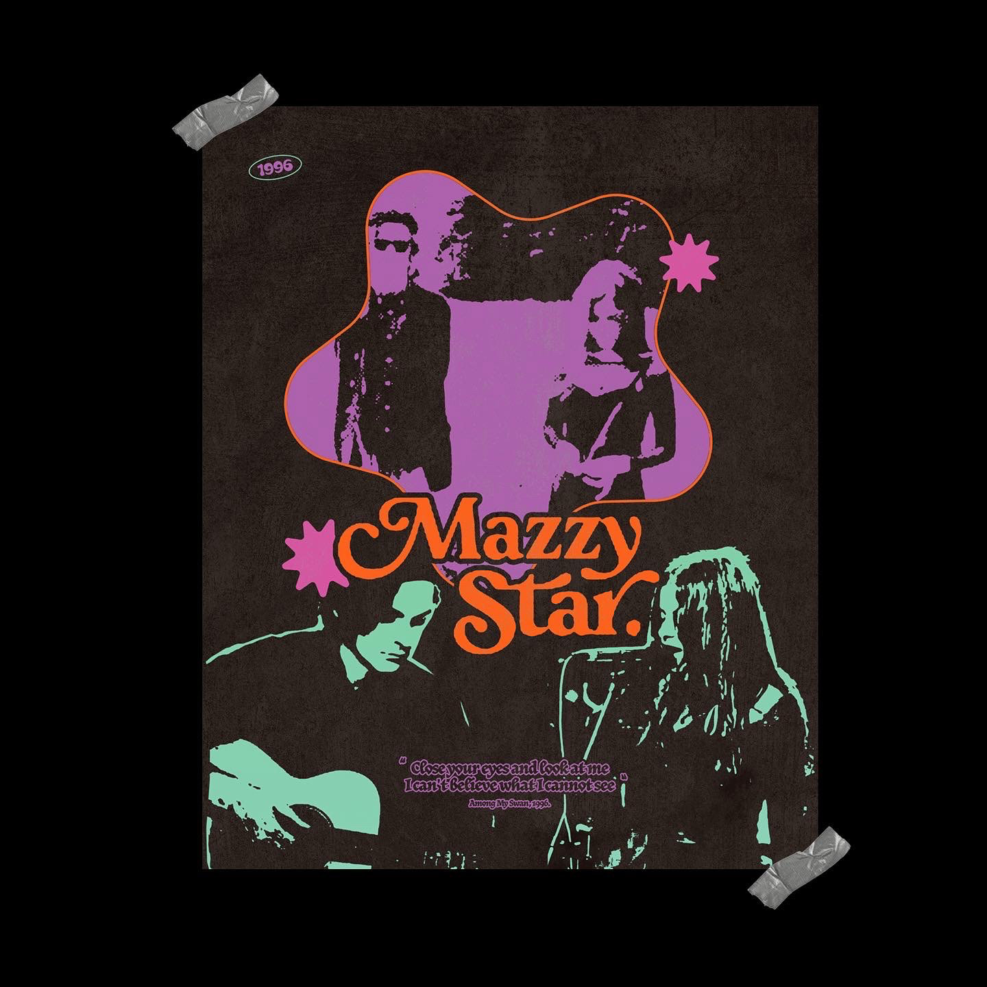 This Mazzy Star poster was a personal project I completed as a relaxation exercise after completing my last final as a senior in college. Mazzy Star was my favorite band at the time and I wanted to celebrate how their music helped center and ground me for that semester.