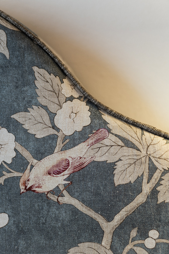 dettaglio tessuto testata letto - O.RO studio fotografia interni