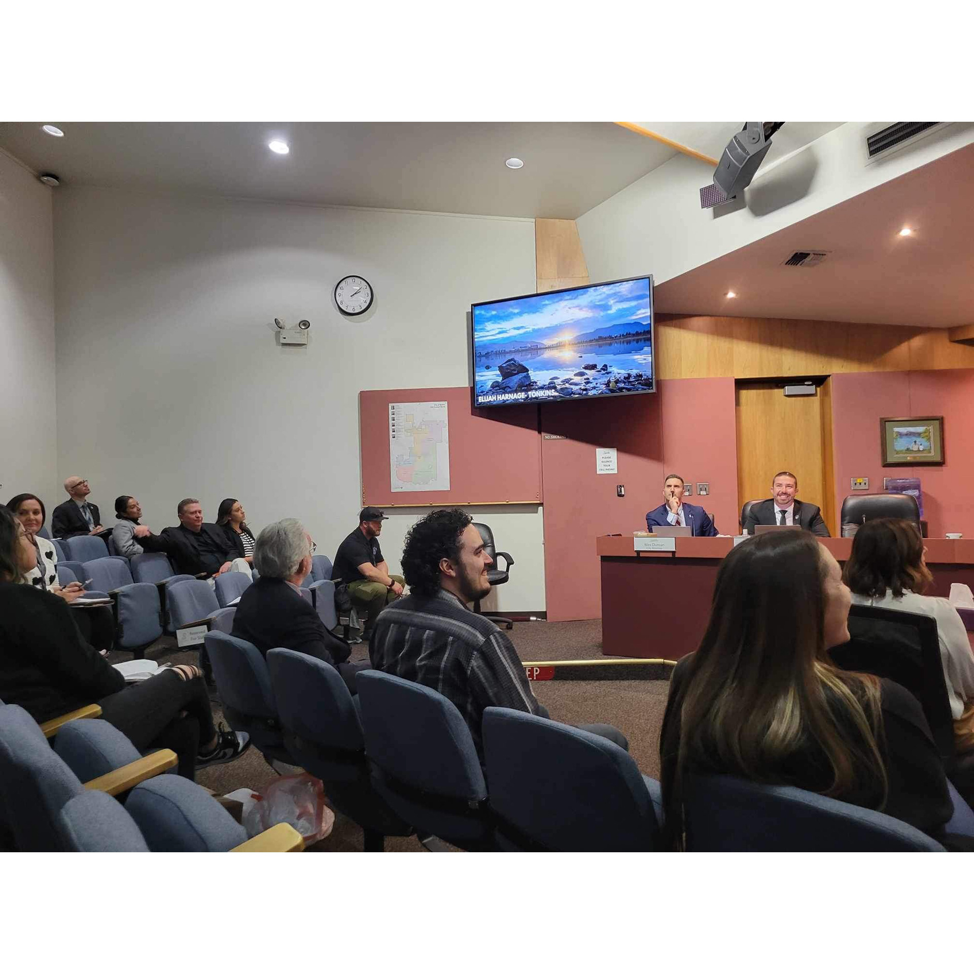 My photo being shown to the city council