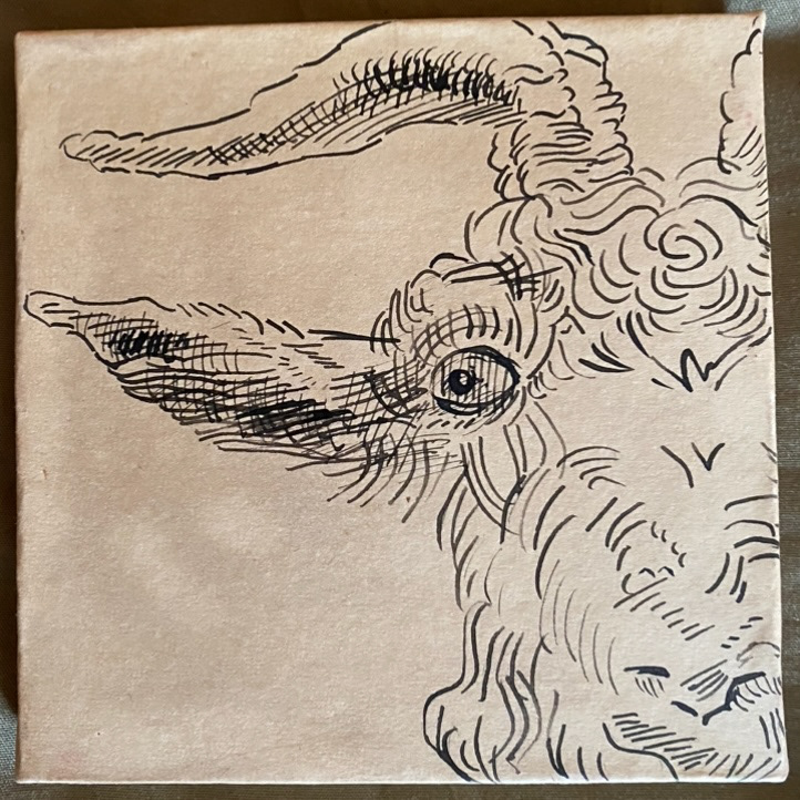 Ink on Paper on Wood Panel, Homemade Wooden Reed Pen(2022)