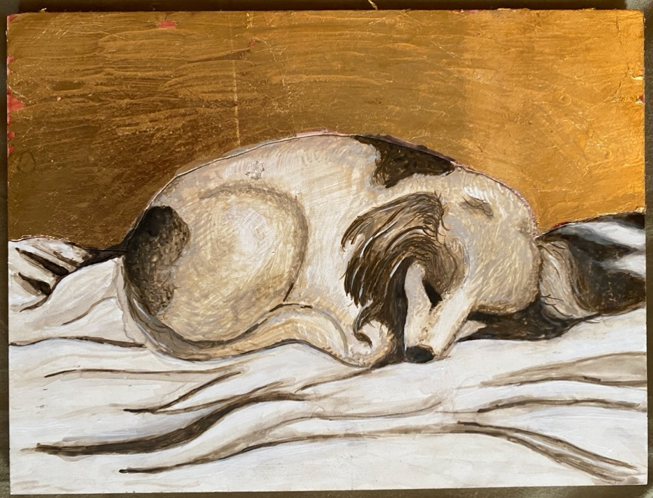 Homemade Tempera Paint on Wood Panel with Gilding (2022)