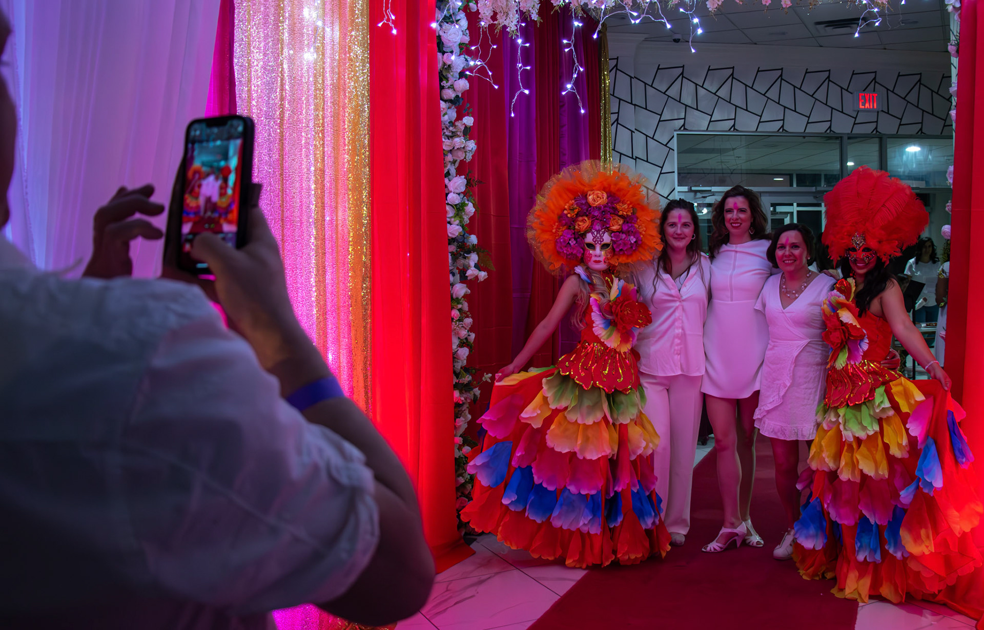 People celebrate Holi Hungama - Festival of Colours in Magnolia Banquet Hall, NE Calgary on Saturday, March 16, 2024. Holi is a Hindu festival about colors, love, and spring, celebrating Radha and Krishna's eternal love. (Photo by Armaan Khanna/The Press)