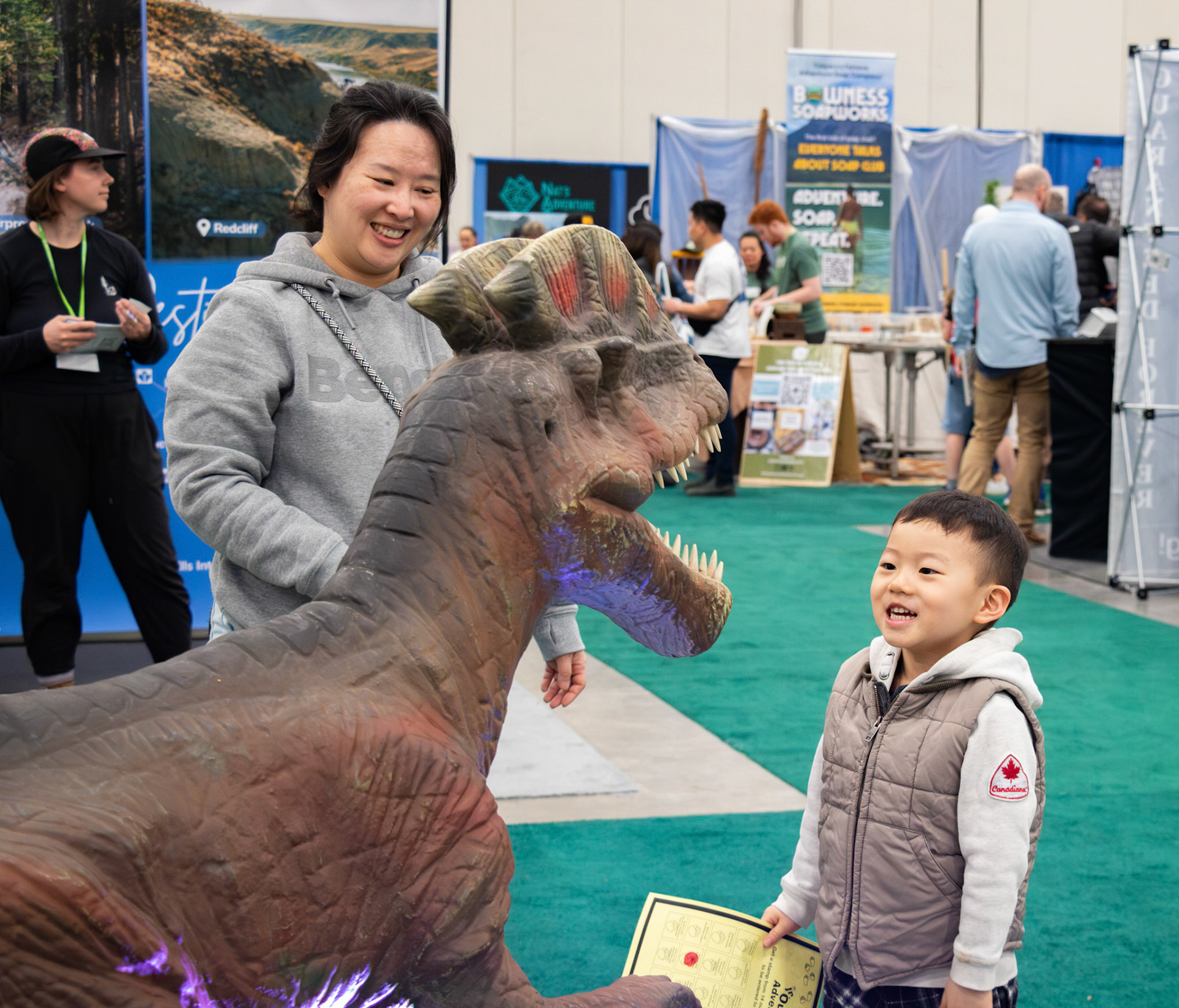 Attendees join in the Outdoor Adventure and Travel Show at the BMO Centre in Calgary on Sunday, March 17, 2024. The event features Alberta's largest display of outdoor gear and adventure travel experiences. (Photo by Armaan Khanna/The Press)