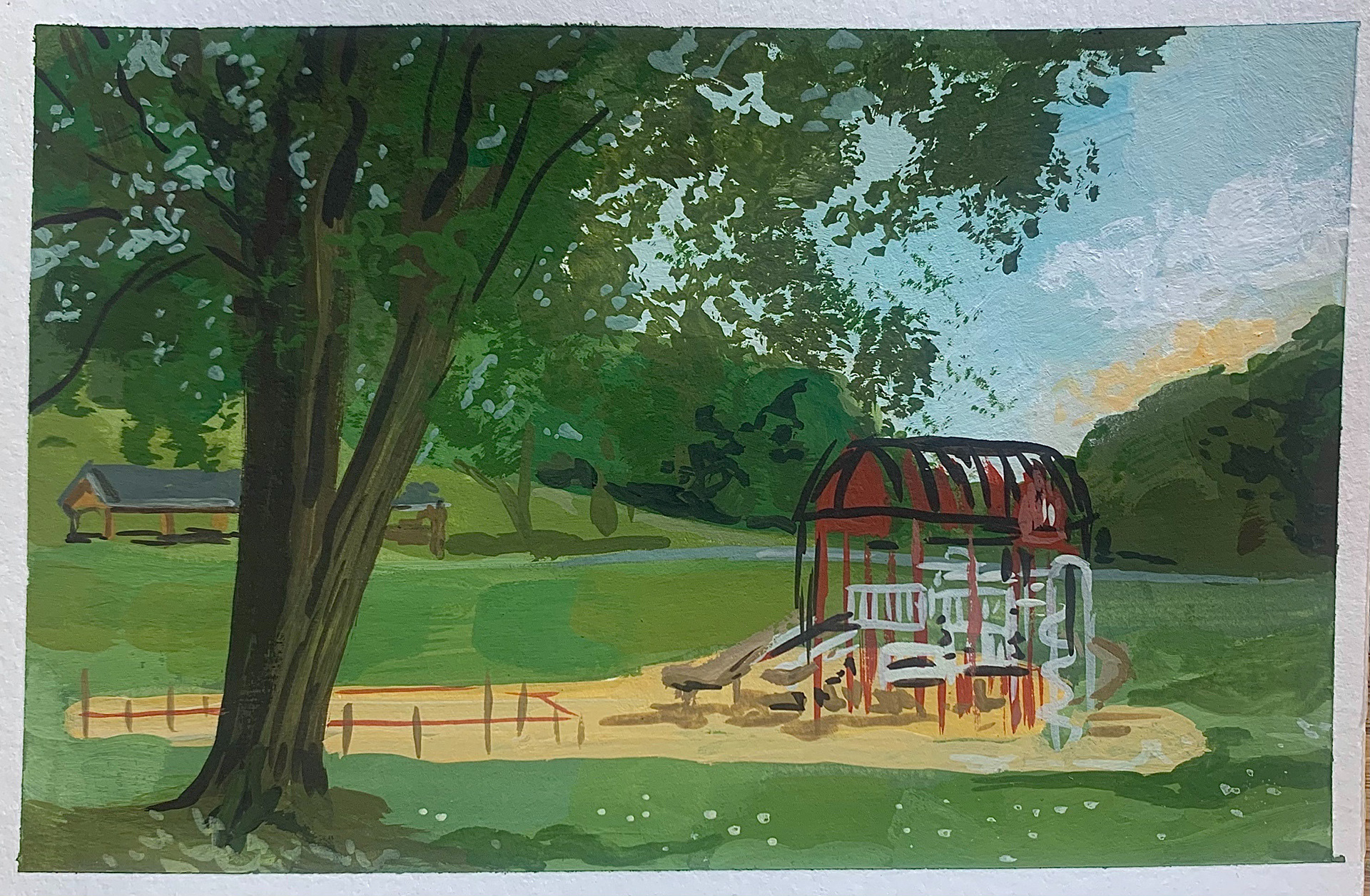 Park Still 3 ; 6" x 4" Gouache