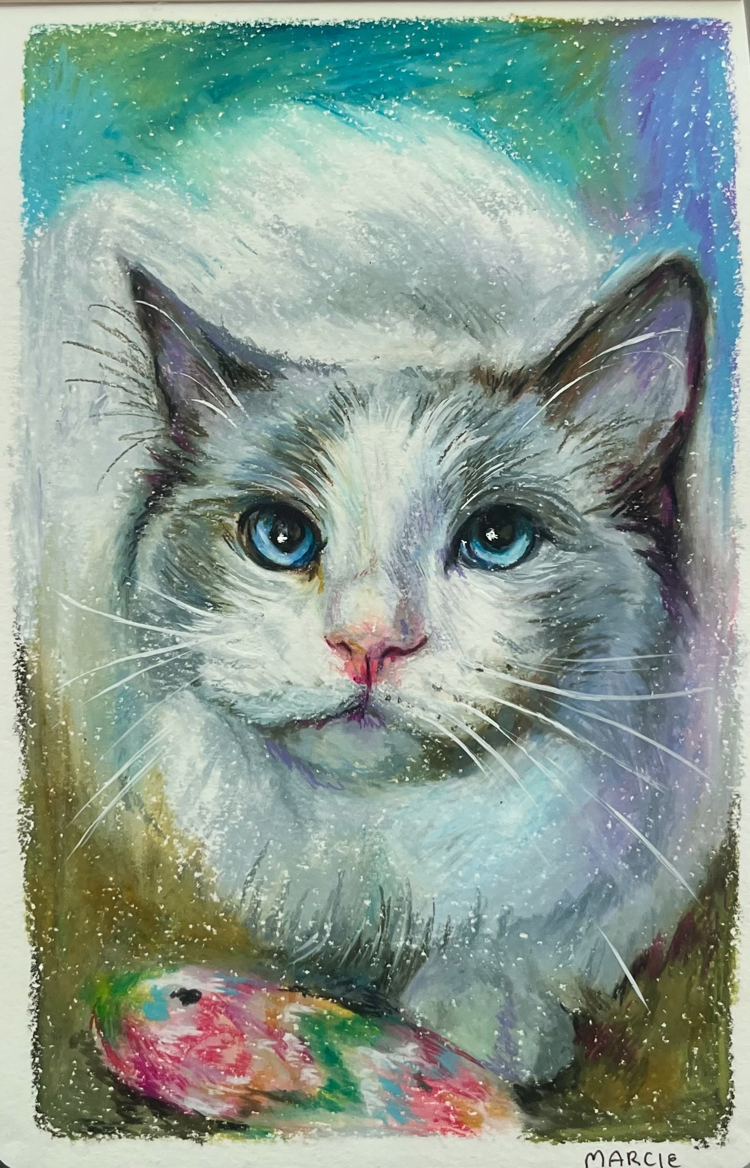 sketchbook page ; neocolor crayons