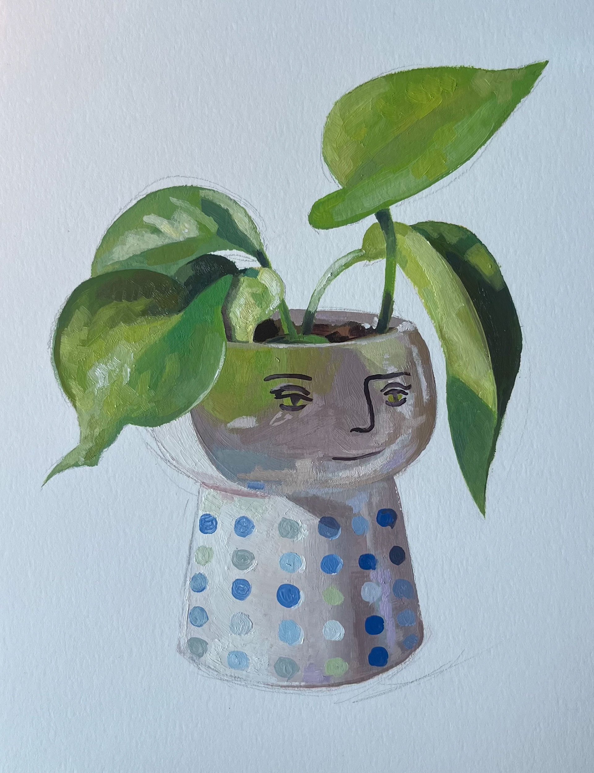 Pothos Plant ; Oil on Bristol