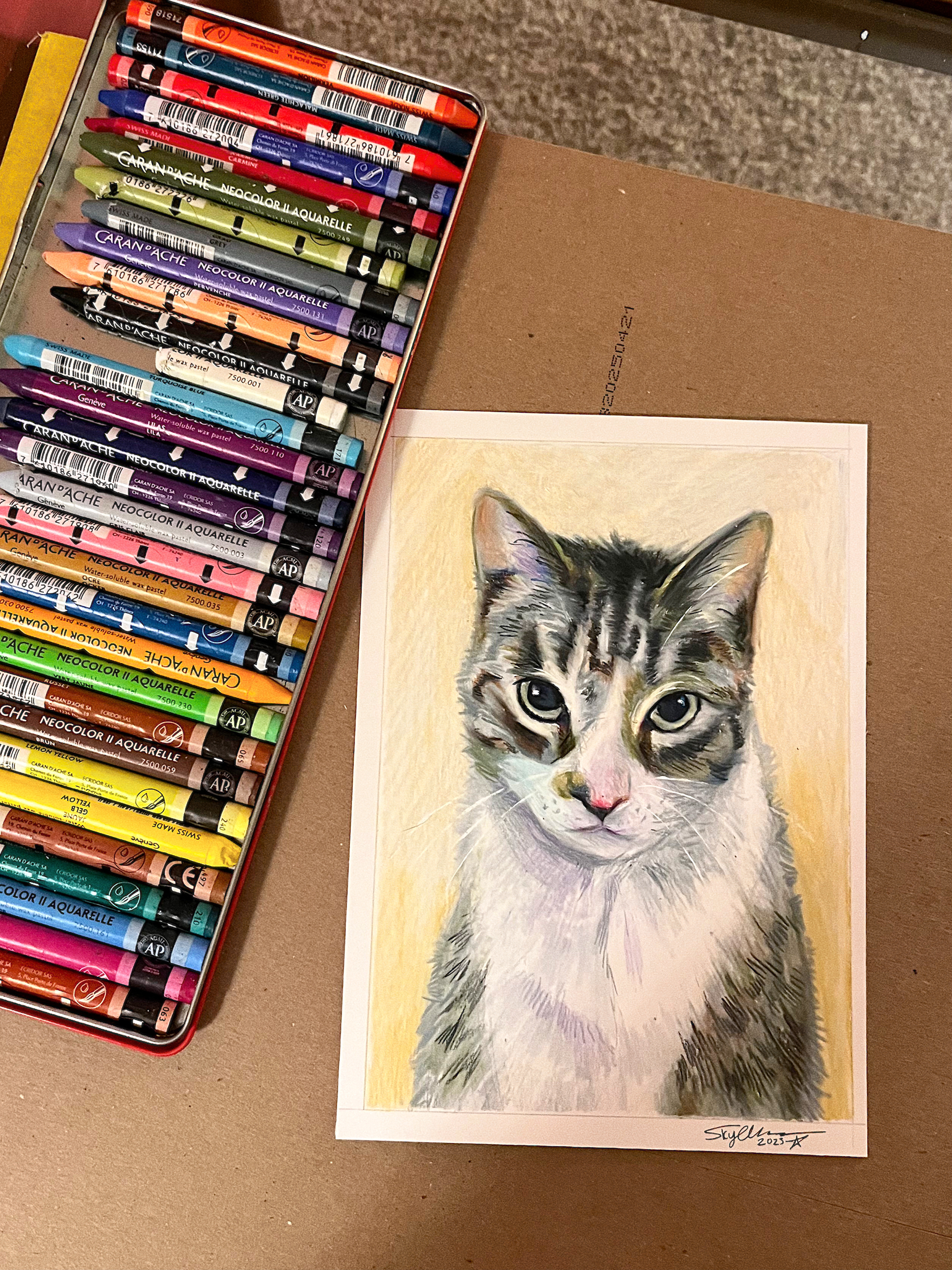 5x7 ; neocolor crayons