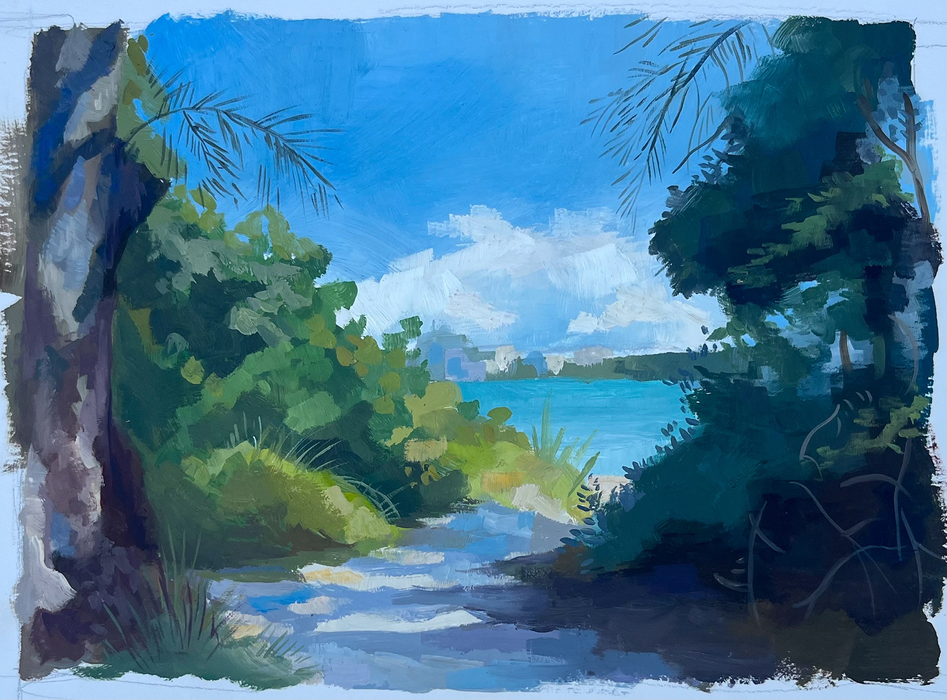 Lido Key ; Oil on Bristol