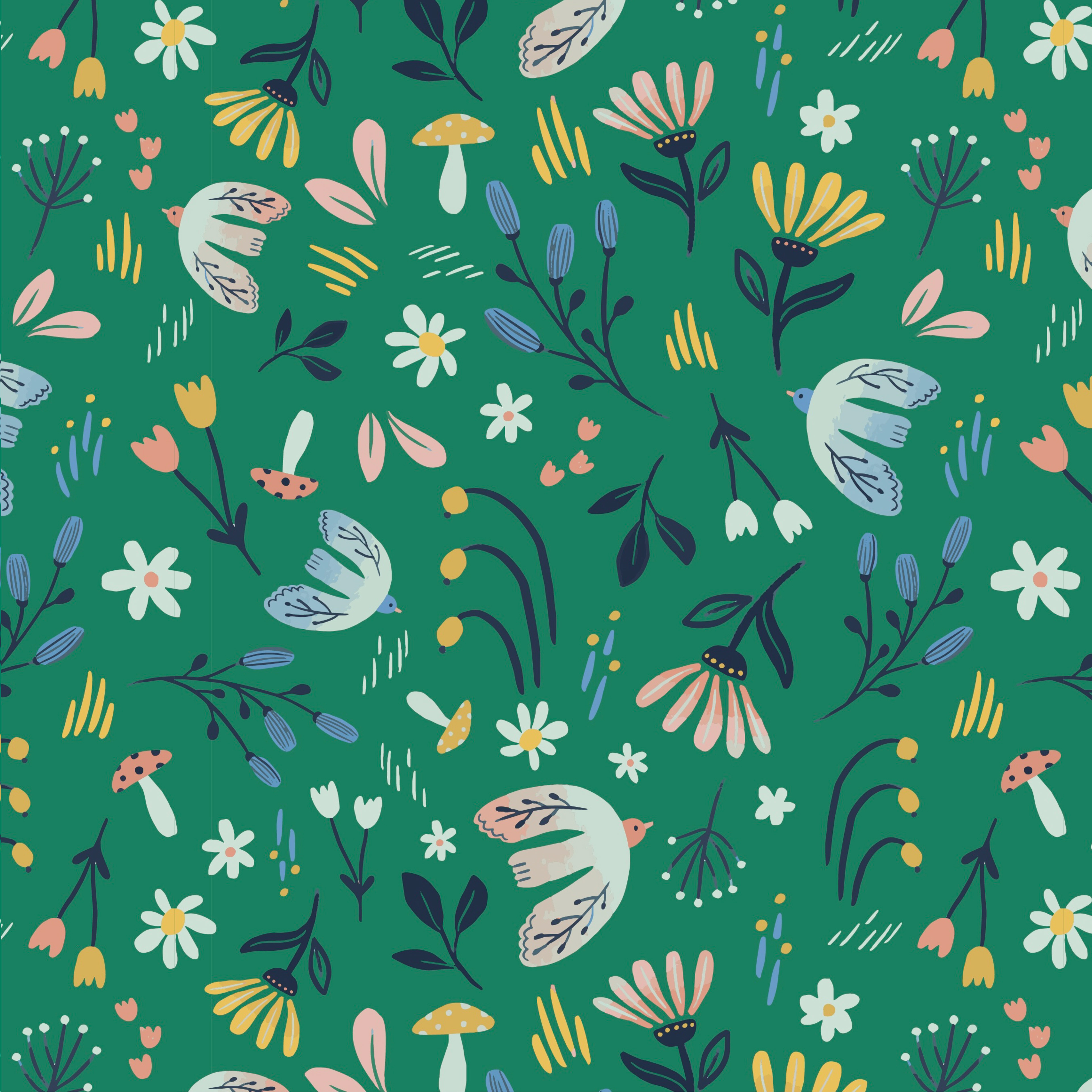 Green Florals