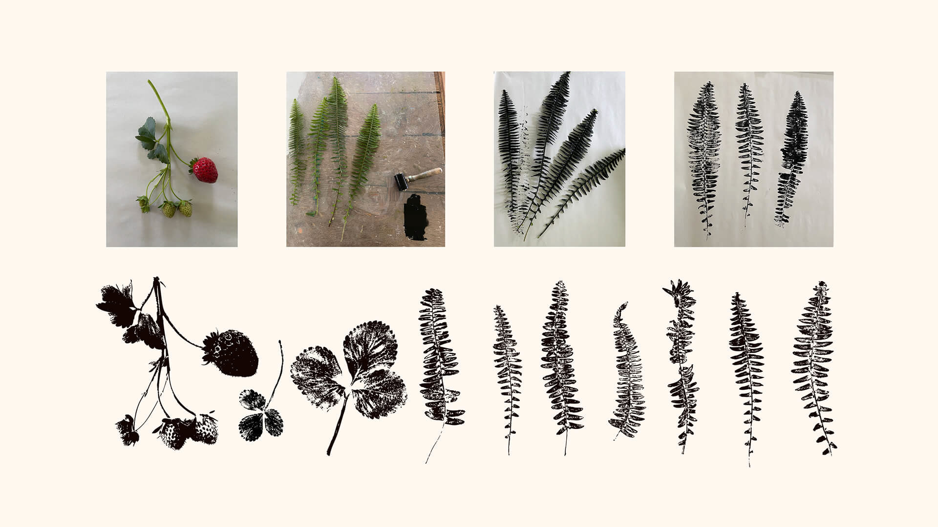 Stamping and photography were used to capture the richly textured graphic elements which were later vectorized.