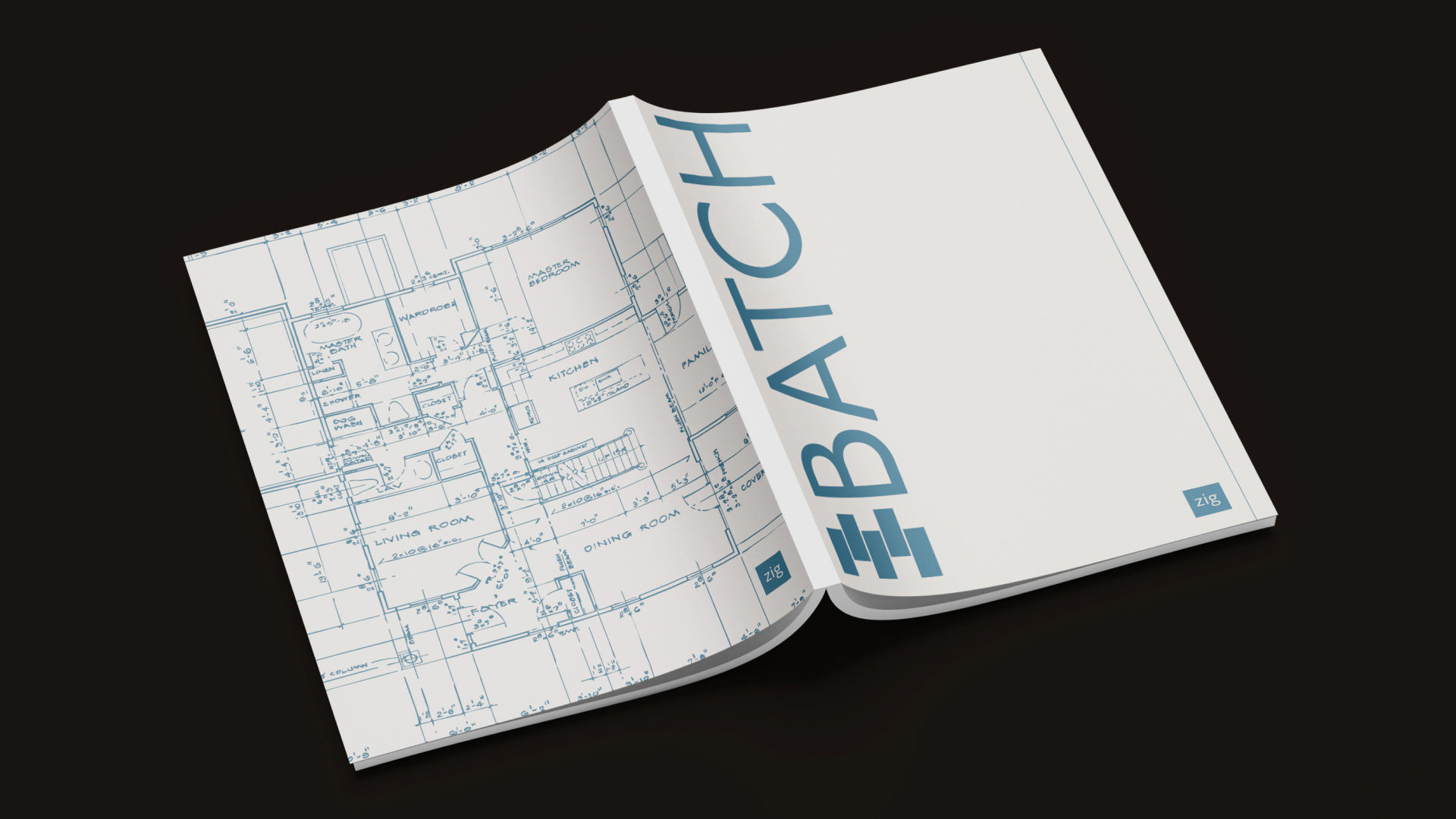 The architecture plans influenced the use of line work throughout the brochure.