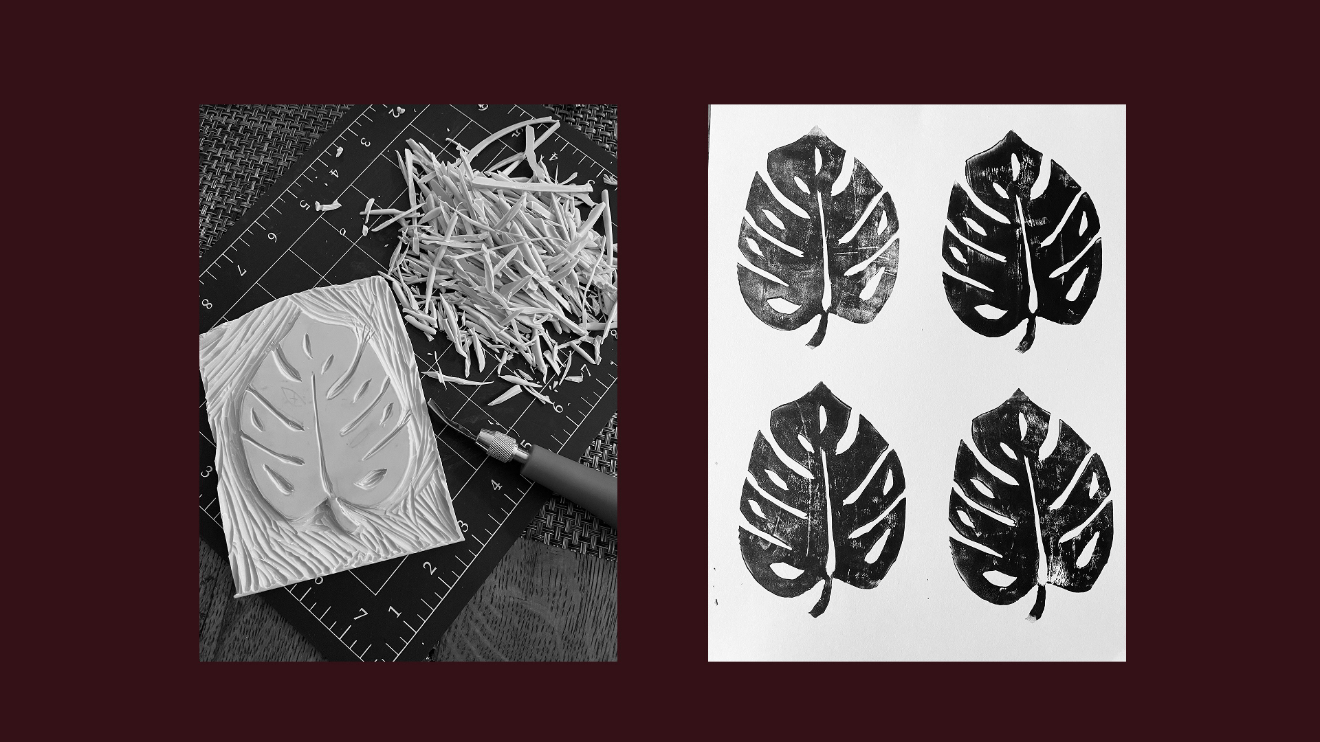 Creating travel icons with linocutting and relief printing.