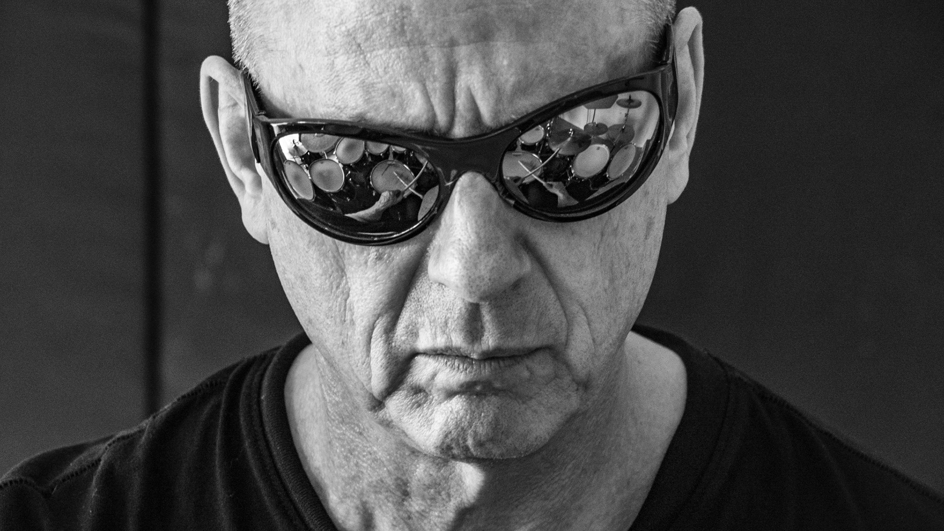 Drummer profile in Black and White