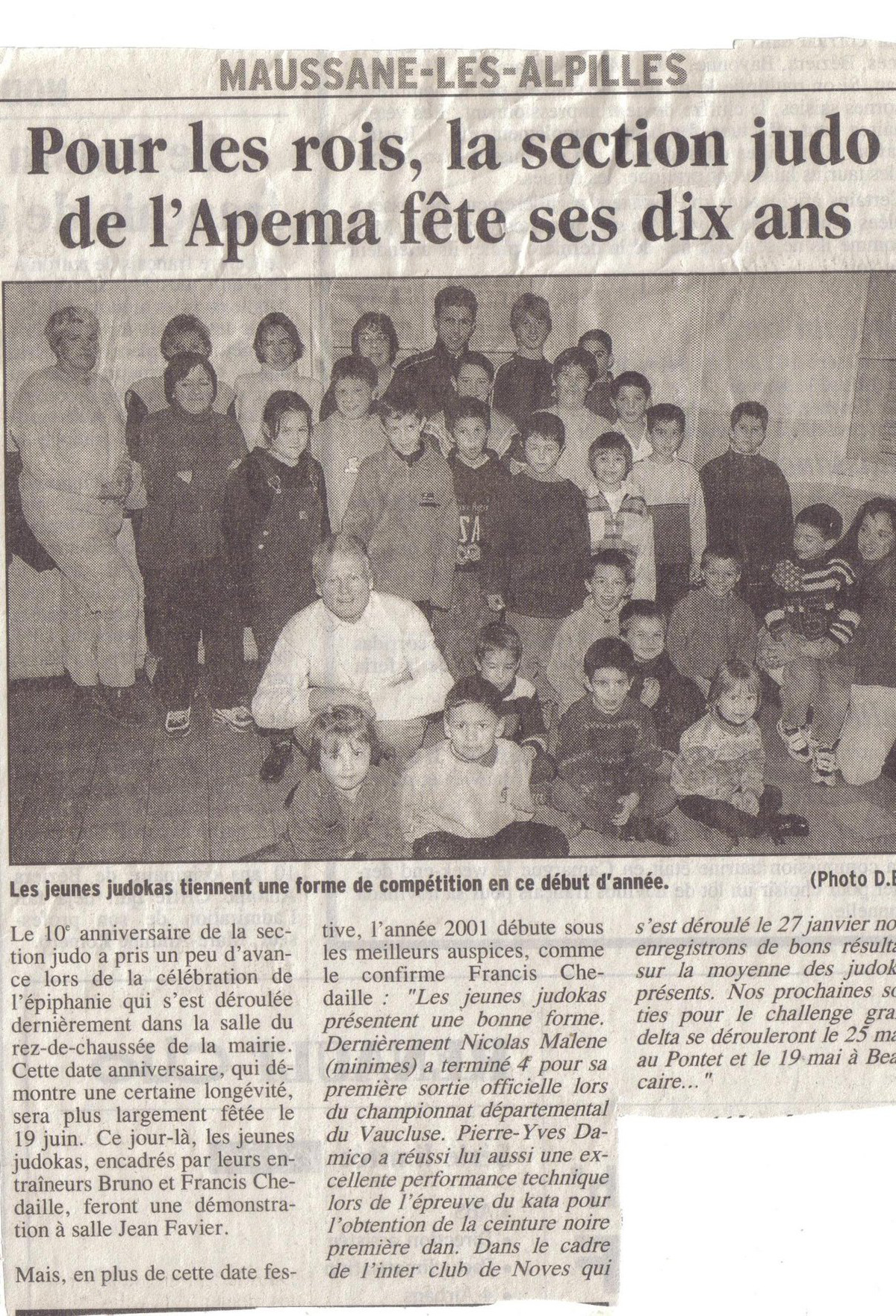 Article journal, janvier 2001 (10 ans du club)