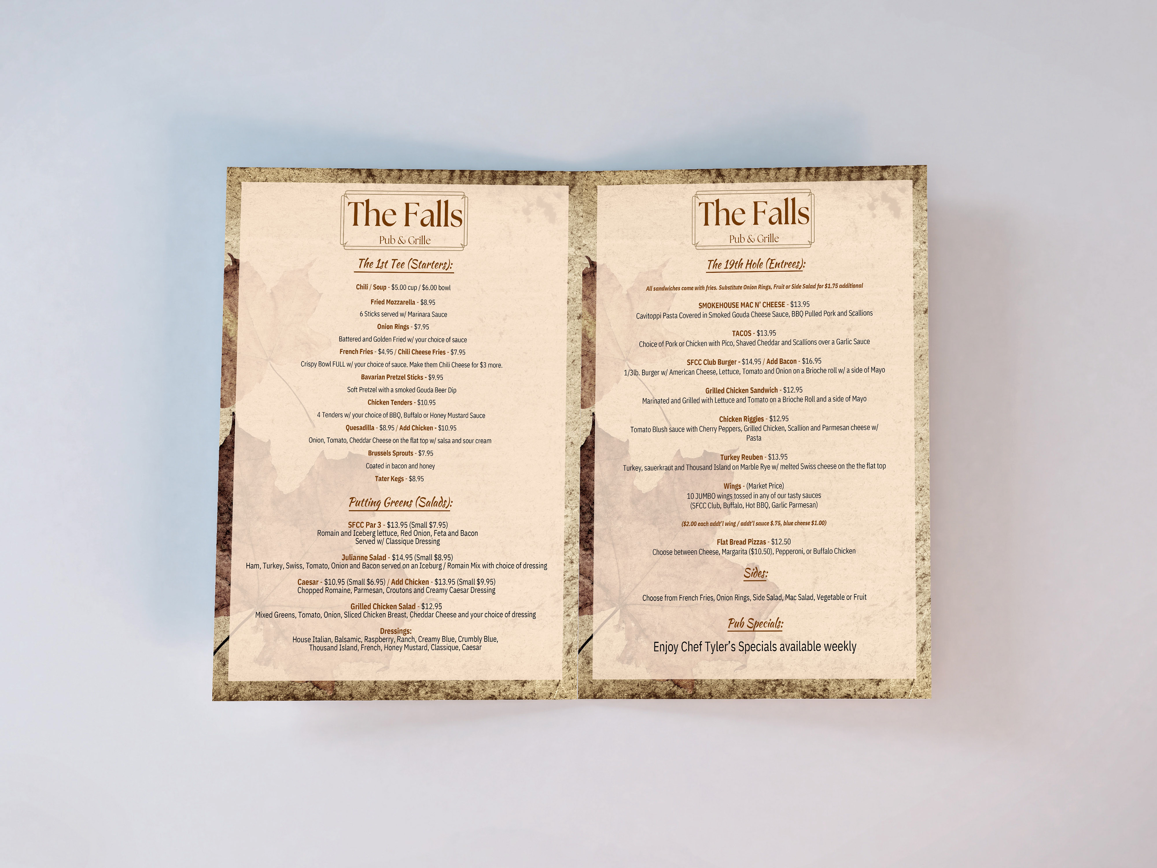 The Falls 2022 menu
