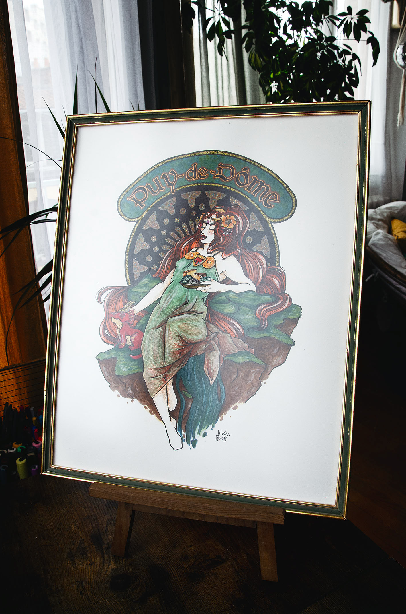 Madame Puy-de-Dôme • Appel à projet lors de la Clermont Geek Convention "Des héros et des volcans : ton personnage favori dans le département" • Illustration à la main en technique mixte