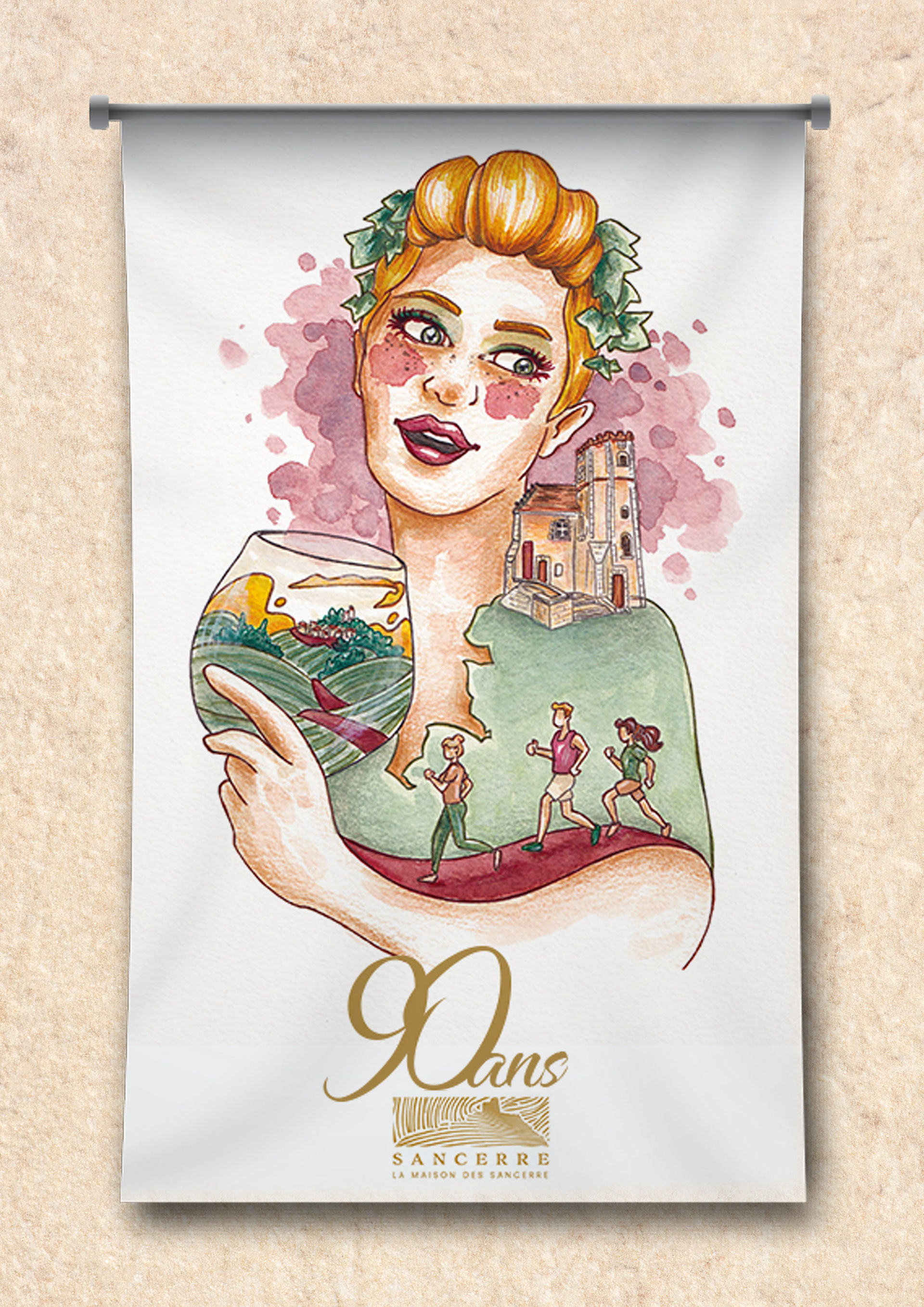 La Maison des Sancerre • (projet fictif) Création d'un visuel, déclinable sur tous supports, pour la célébration des 90 ans de l'appellation Sancerre AOP.