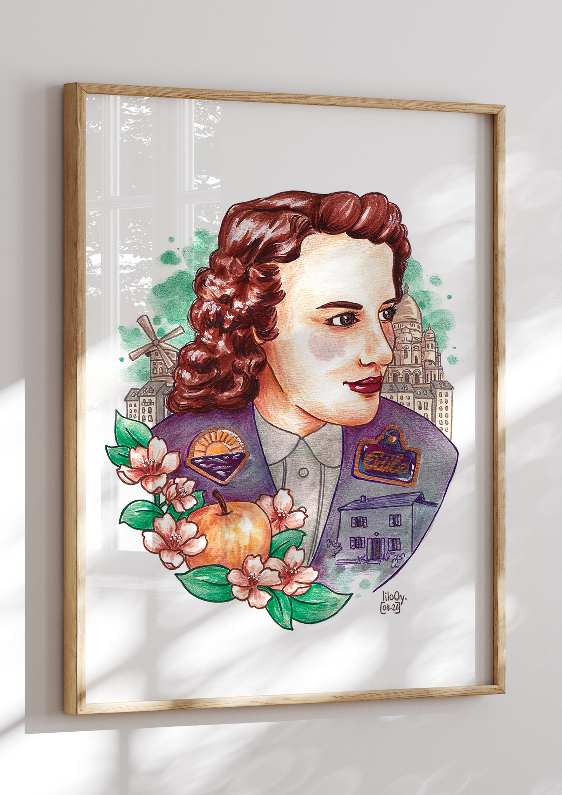 Forfait Fascinant • Souvenir de la vie d'une maman et grand-mère : Portrait d'Odile avec sa broche, venant de Normandie, vivant à Paris rue lepic, puis dans sa maison en Creuse.