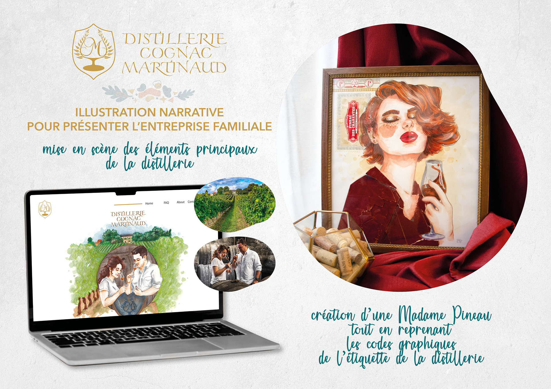 Distillerie Cognac Martinaud • Illustration narrative pour présenter l'entreprise familiale.