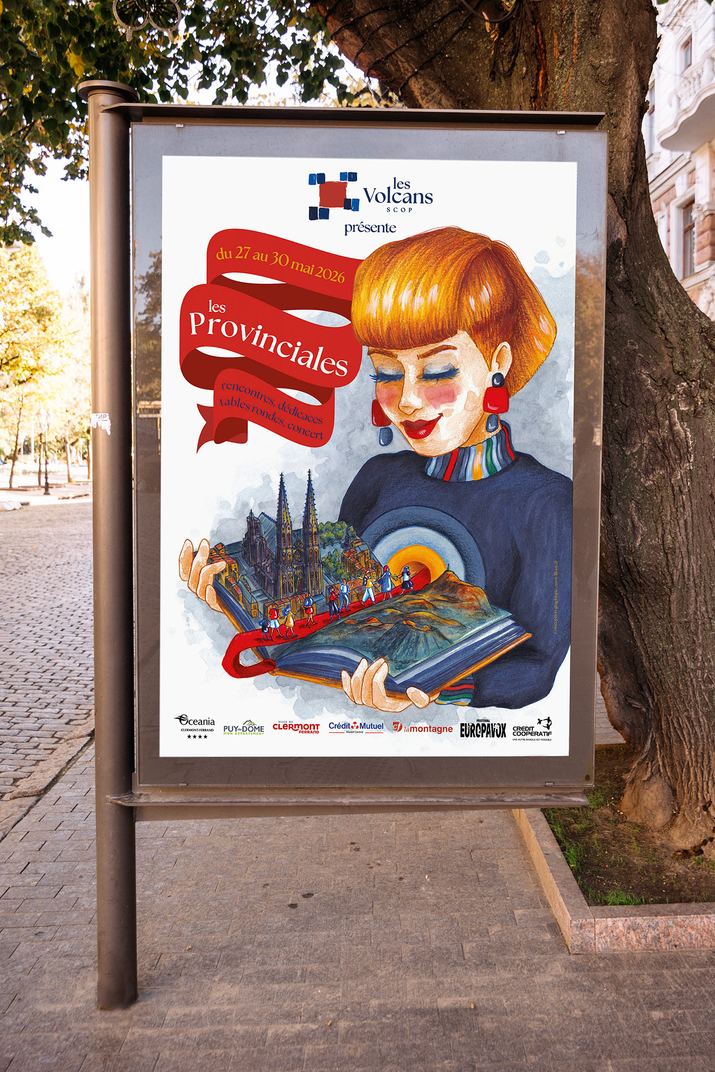 Madame Libraire • Commande professionnelle • Affiche événementielle pour un salon du livre au sein de la librairie les Volcans à Clermont-Ferrand.