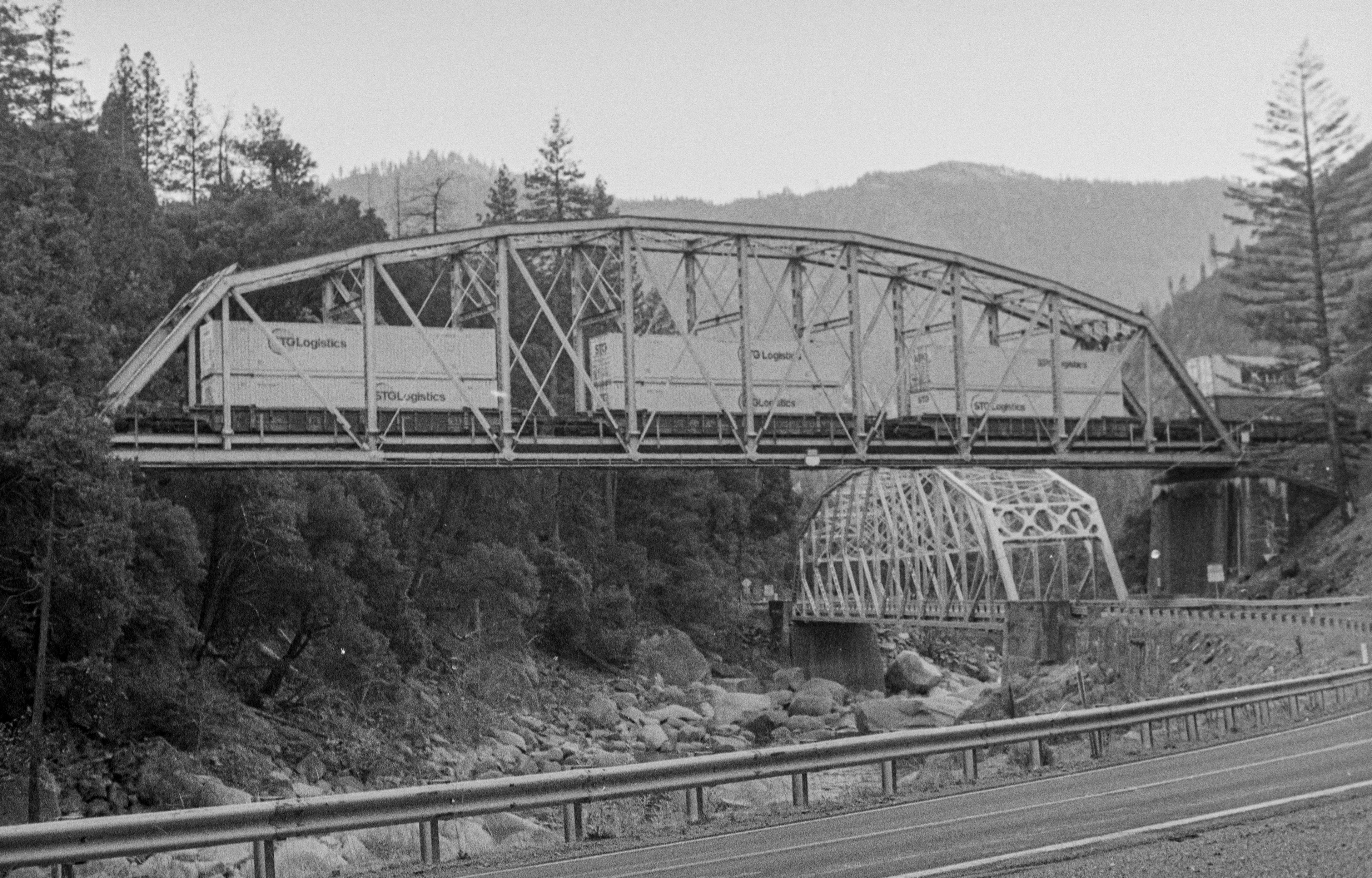 Tobin Bridges on the Feather River, highway 70 near Tobin, CA.