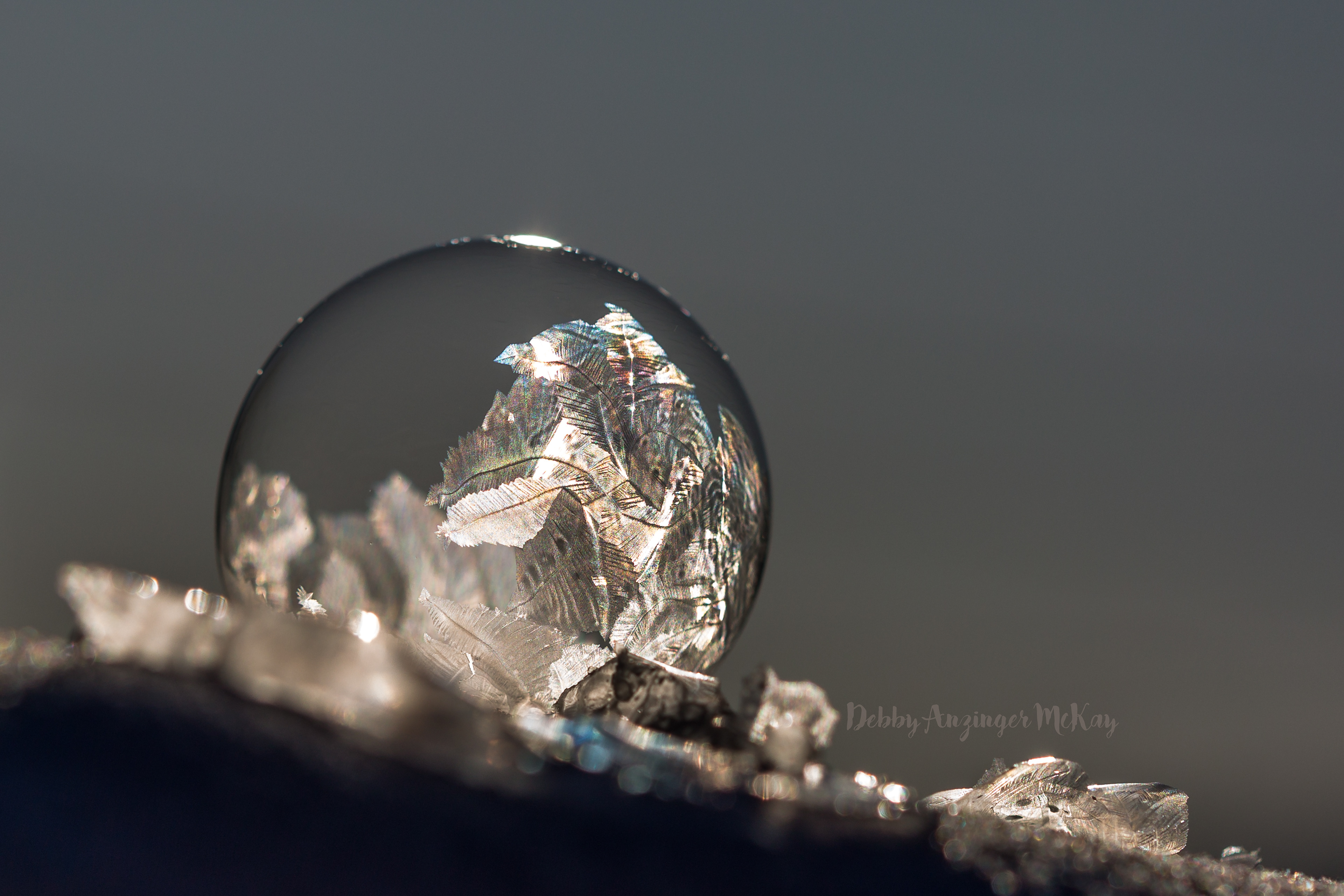 Frozen soap bubble