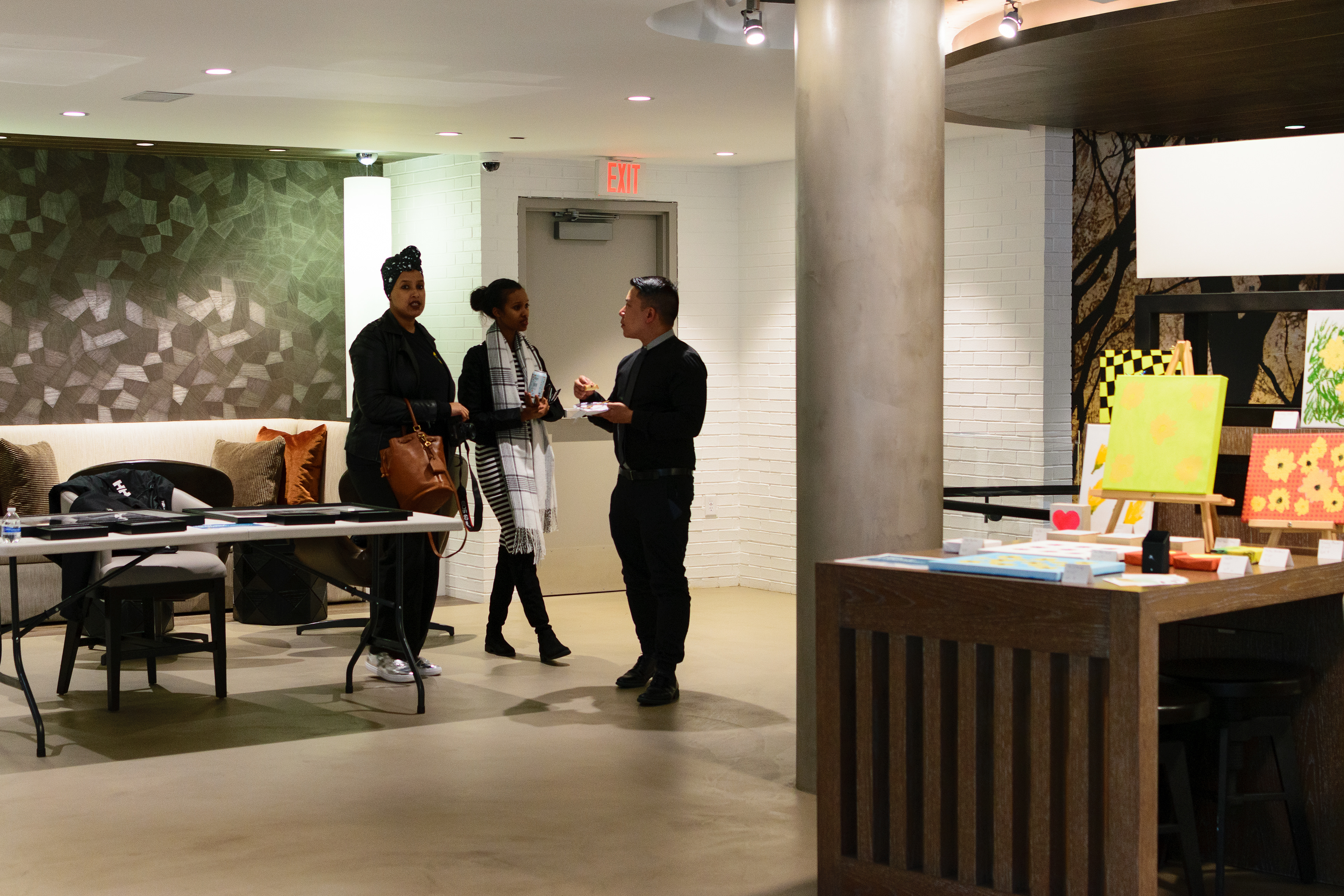 Albert talking to the visitors of the exhibit