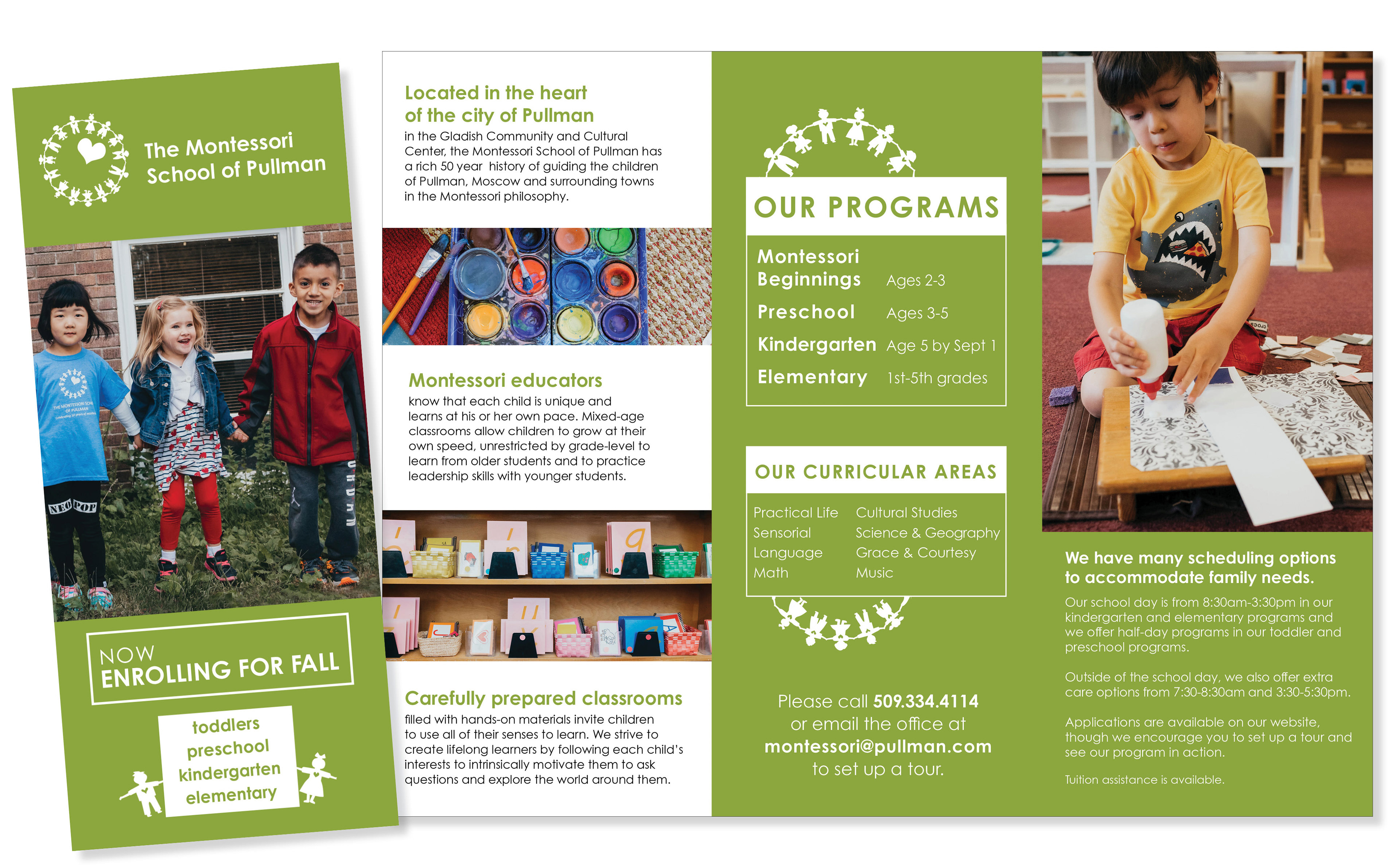 Photography and brochure design for The Montessori School of Pullman