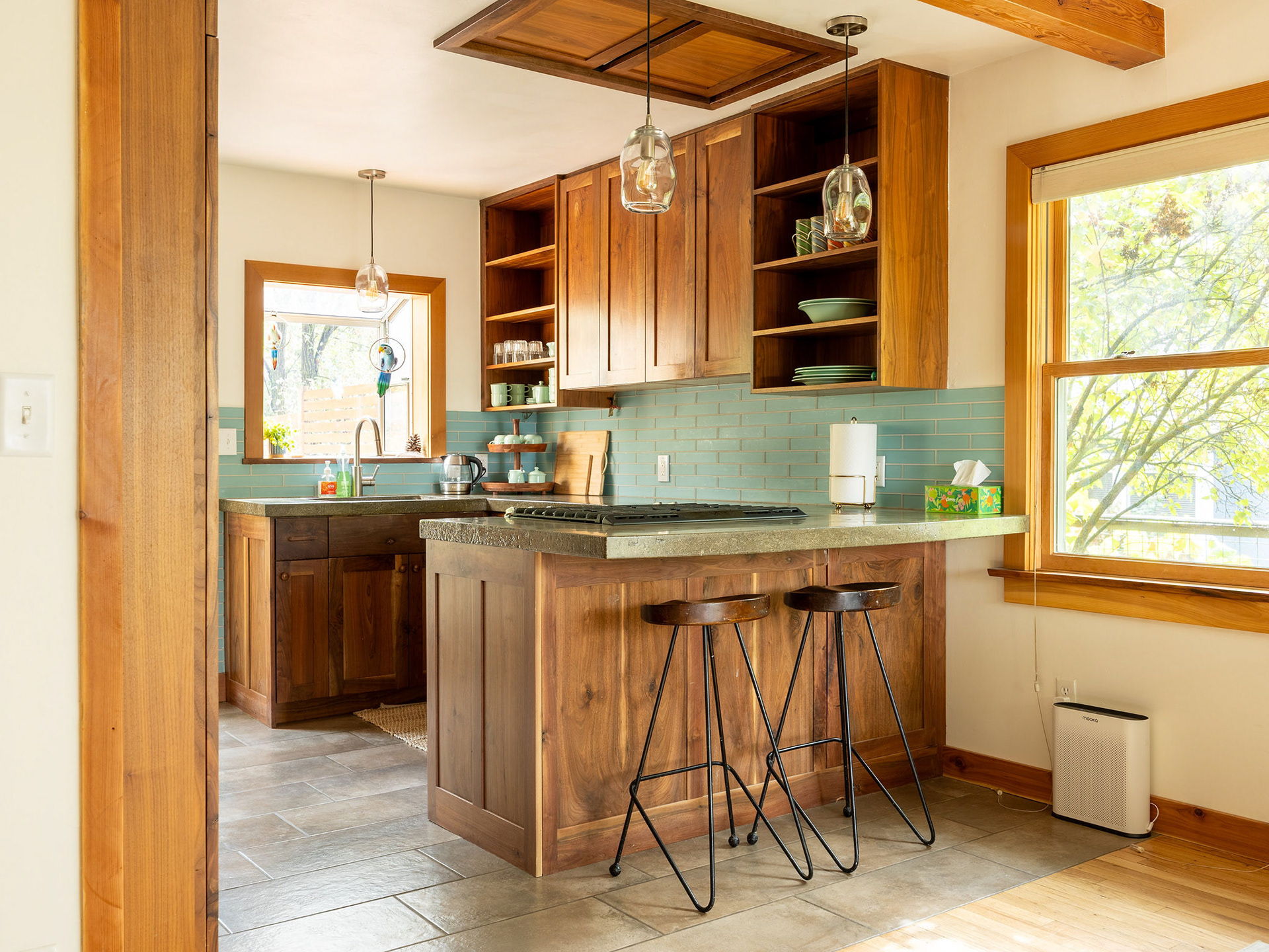 Airbnb listing photo. Kitchen by Renaissance Fine Woodworking.