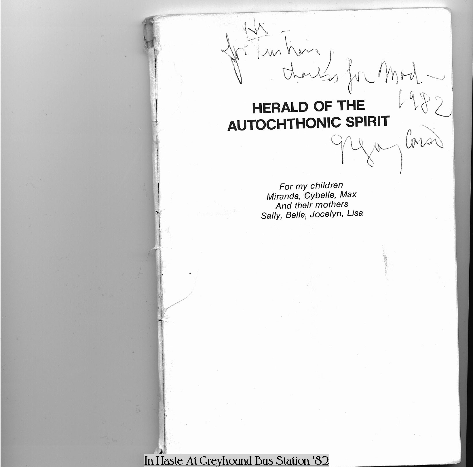 Inscription from Gregory Corso
