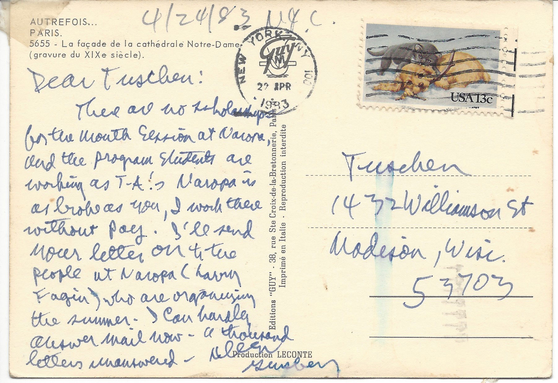 Postcard From Allen Ginsberg