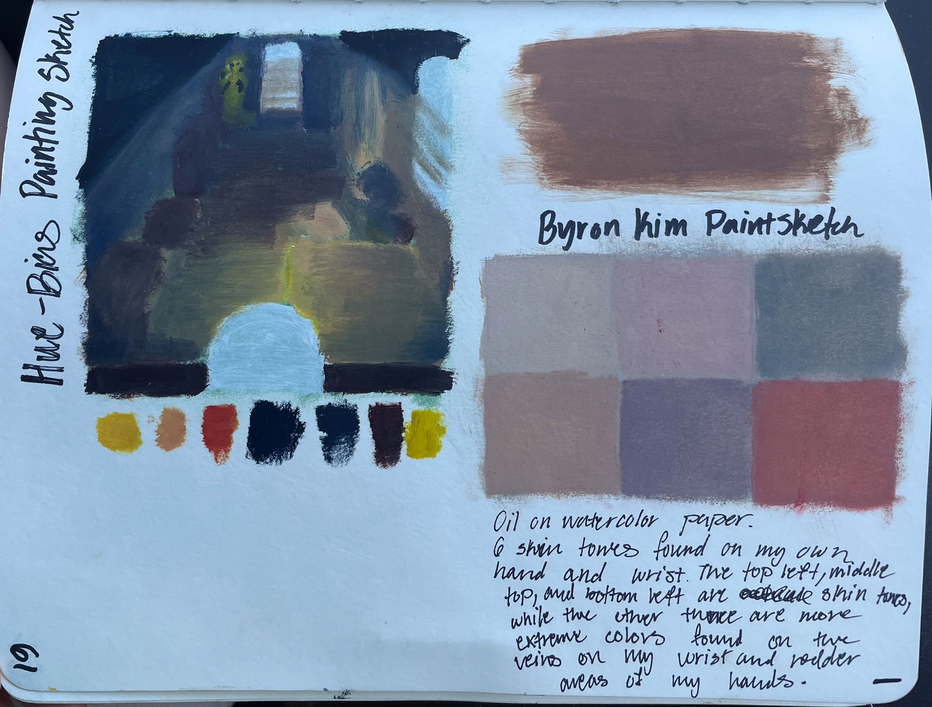 painting sketch and swatches
